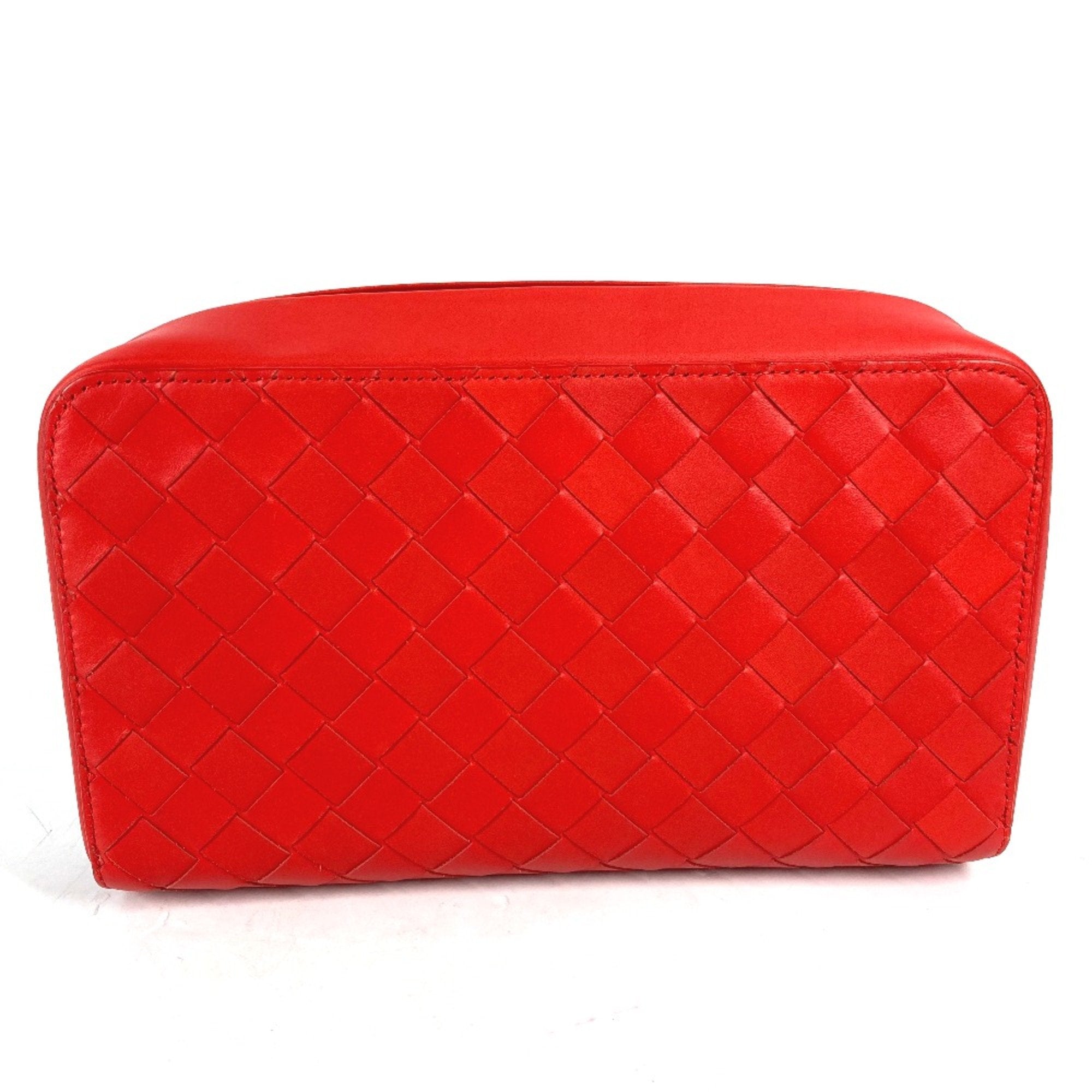 Bottega Veneta Red Leather Clutch Bag