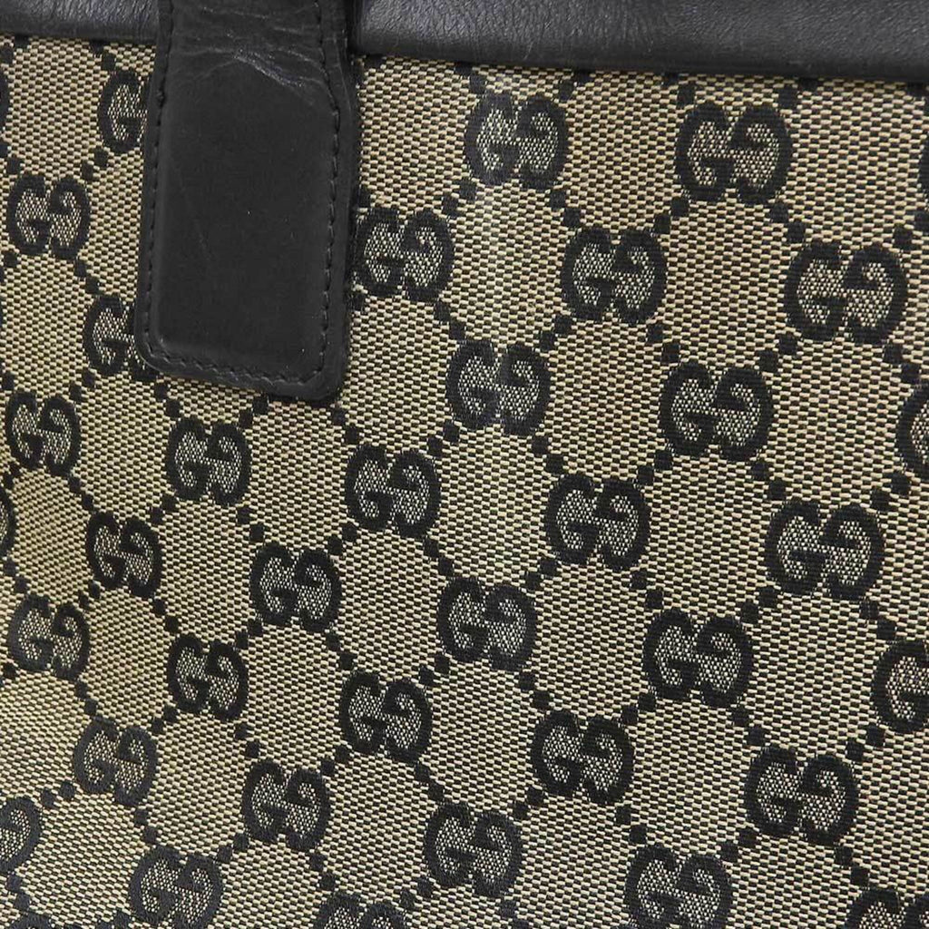 Gucci Gray Navy Gg Canvas Leather Handbag (Pre-Owned)