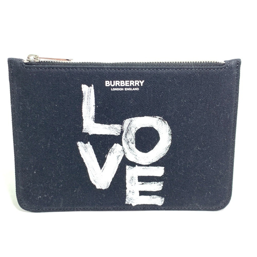 Burberry Black White Canvas Coin Purse/Coin Case
