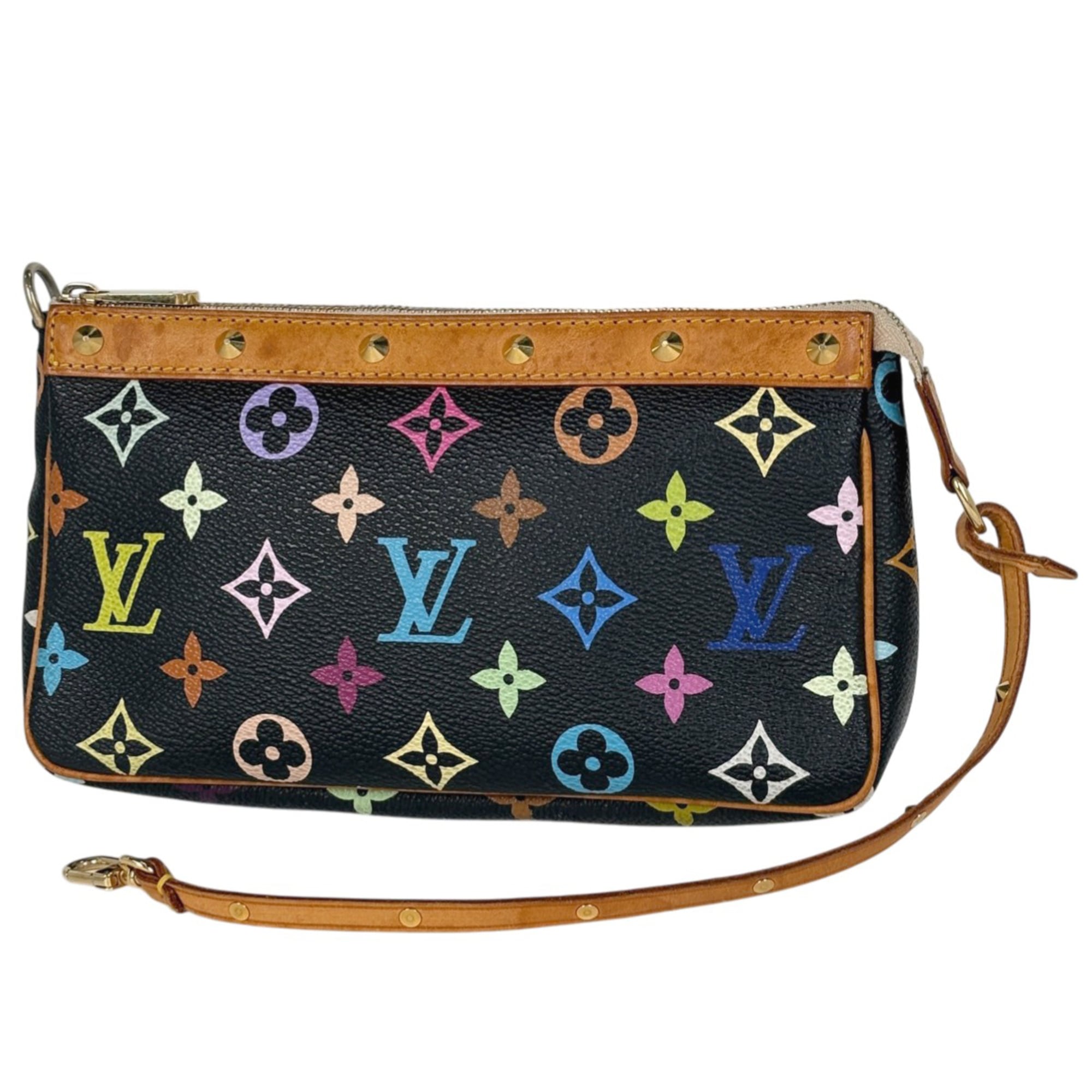 Louis Vuitton Black Noir Monogram Multicolore Handbag Pochette Pouch