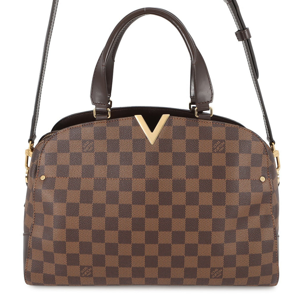 Louis Vuitton Beige Brown Damier Canvas Exotic Leather Handbag