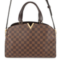 Louis Vuitton Beige Brown Damier Canvas Exotic Leather Handbag