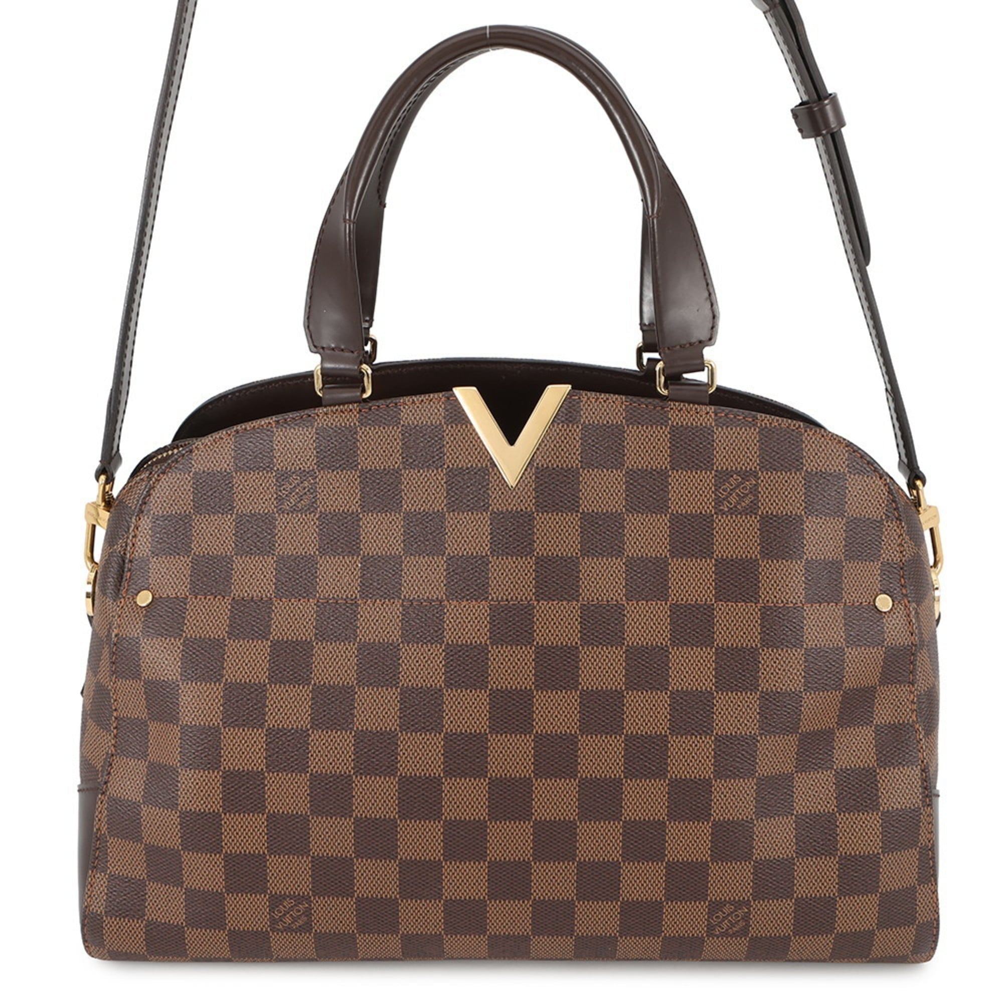 Louis Vuitton Beige Brown Damier Canvas Exotic Leather Handbag