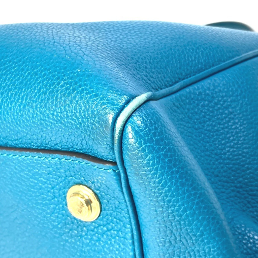 Louis Vuitton Blue Leather Handbag Shoulder Bag Tote Bag