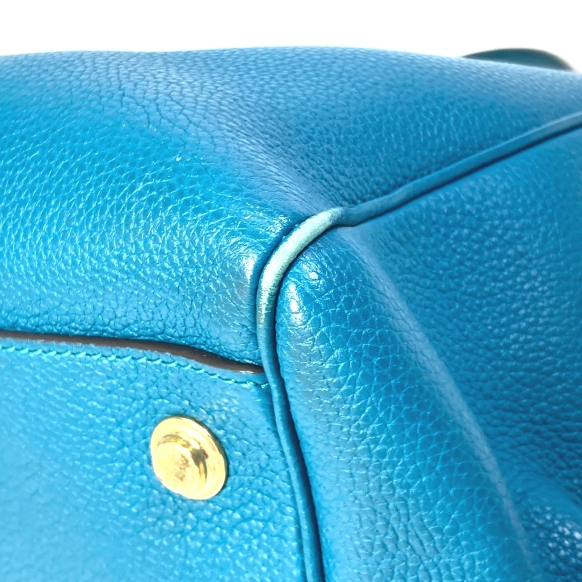 Louis Vuitton Blue Leather Handbag Shoulder Bag Tote Bag