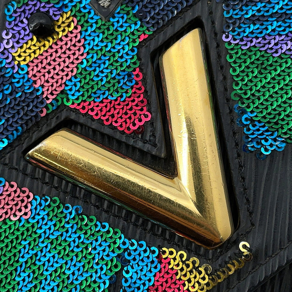 Louis Vuitton Noir Epi Leather Spangles Chain/Shoulder Wallet