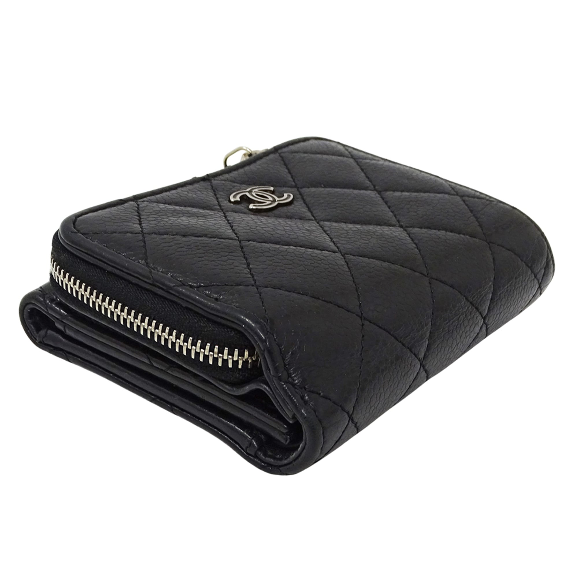 Chanel Black Grained Calfskin Wallet (Tri-Fold)