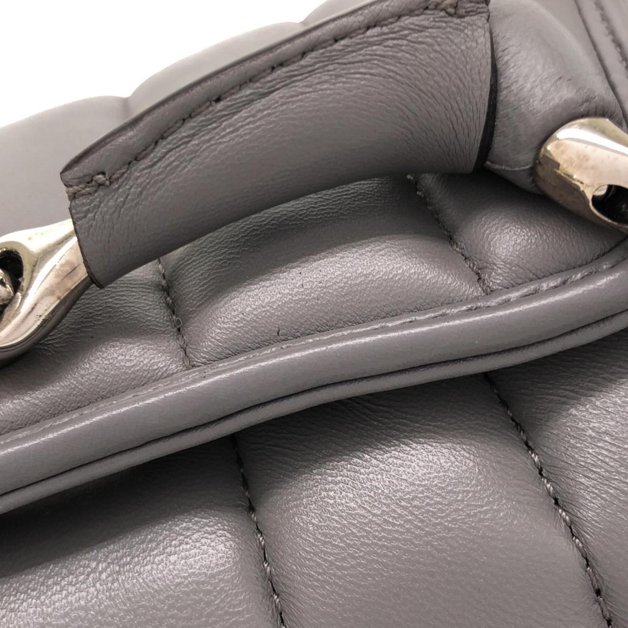 Gucci Gray Quilting Leather Shoulder Bag (Pre-Owned)
