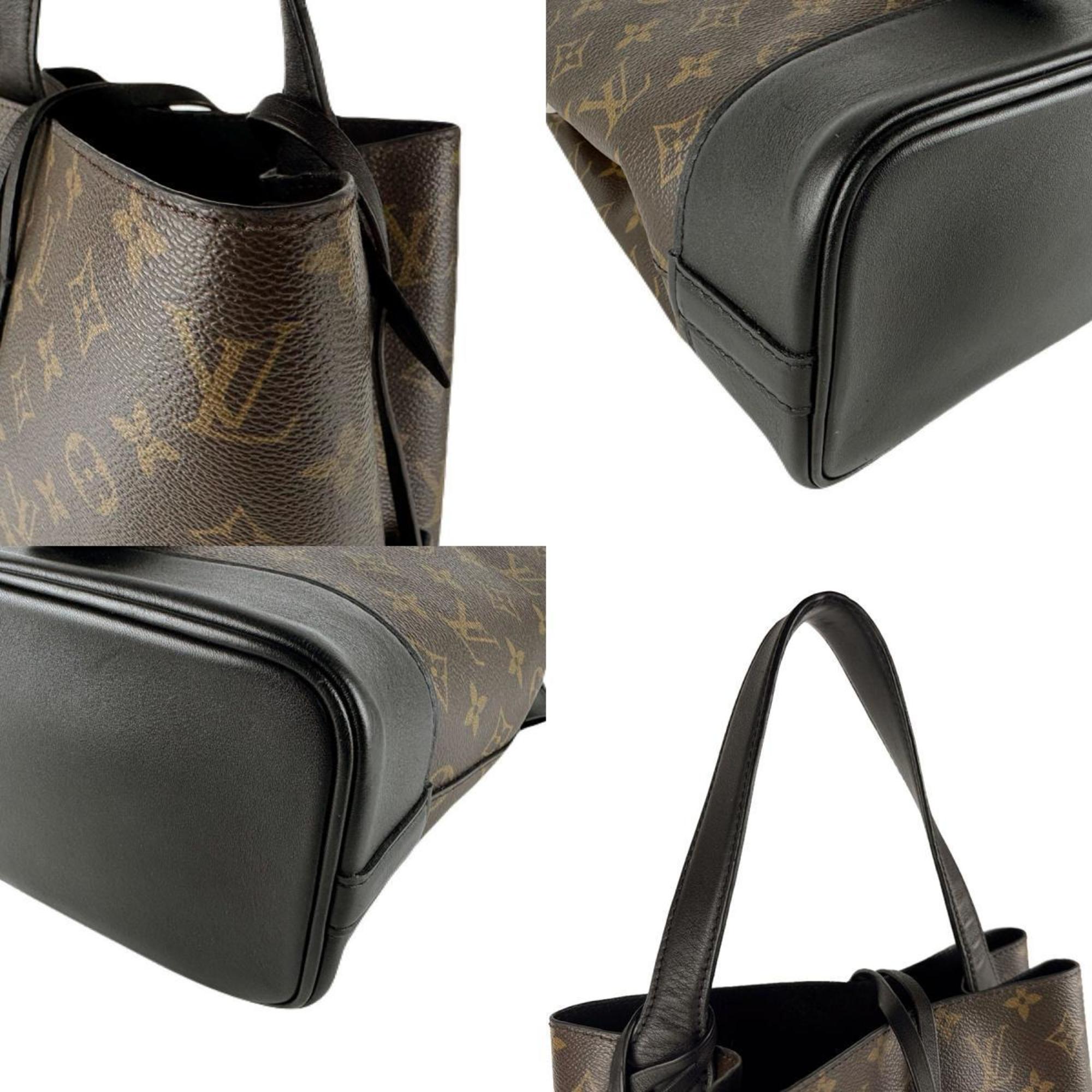 Louis Vuitton Black Brown Monogram Leather Handbag