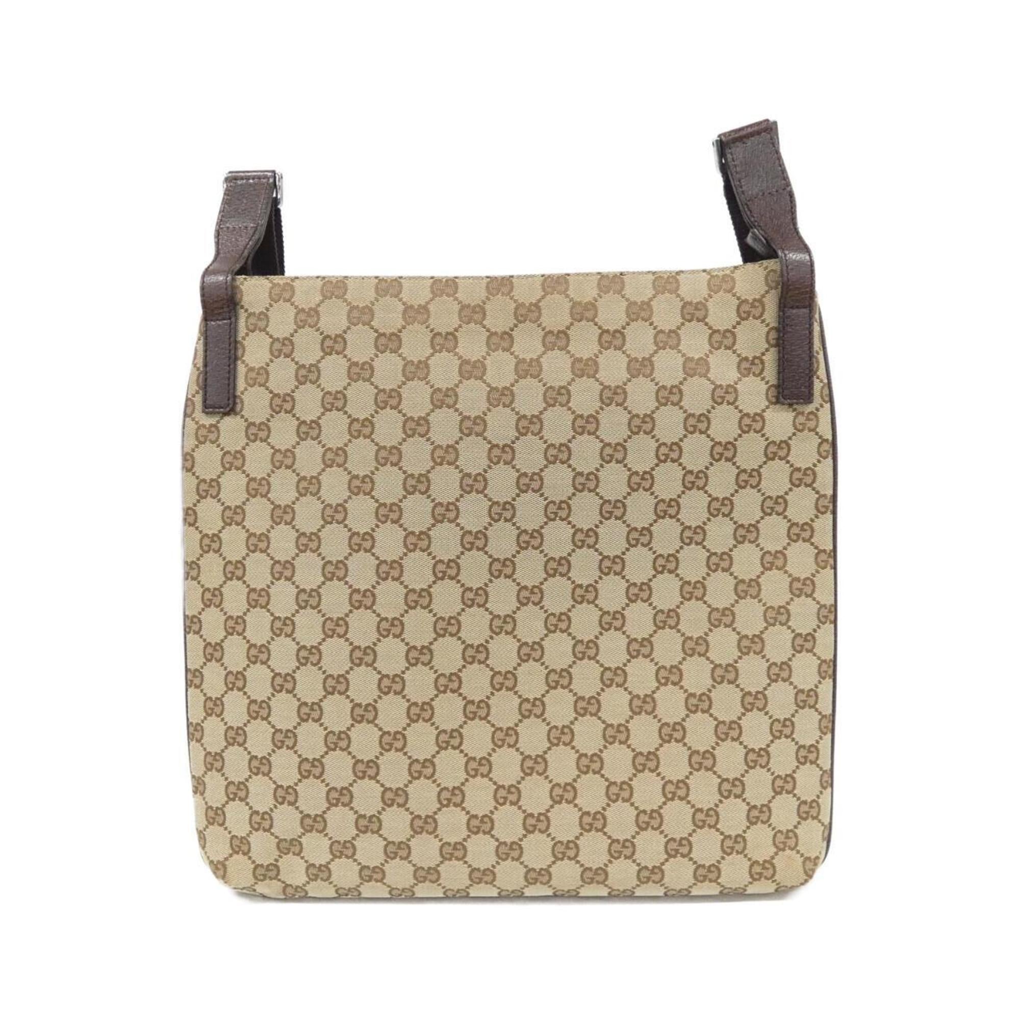 Gucci Gg Canvas Beige Dark Brown Gg Canvas Shoulder Bag (Pre-Owned)
