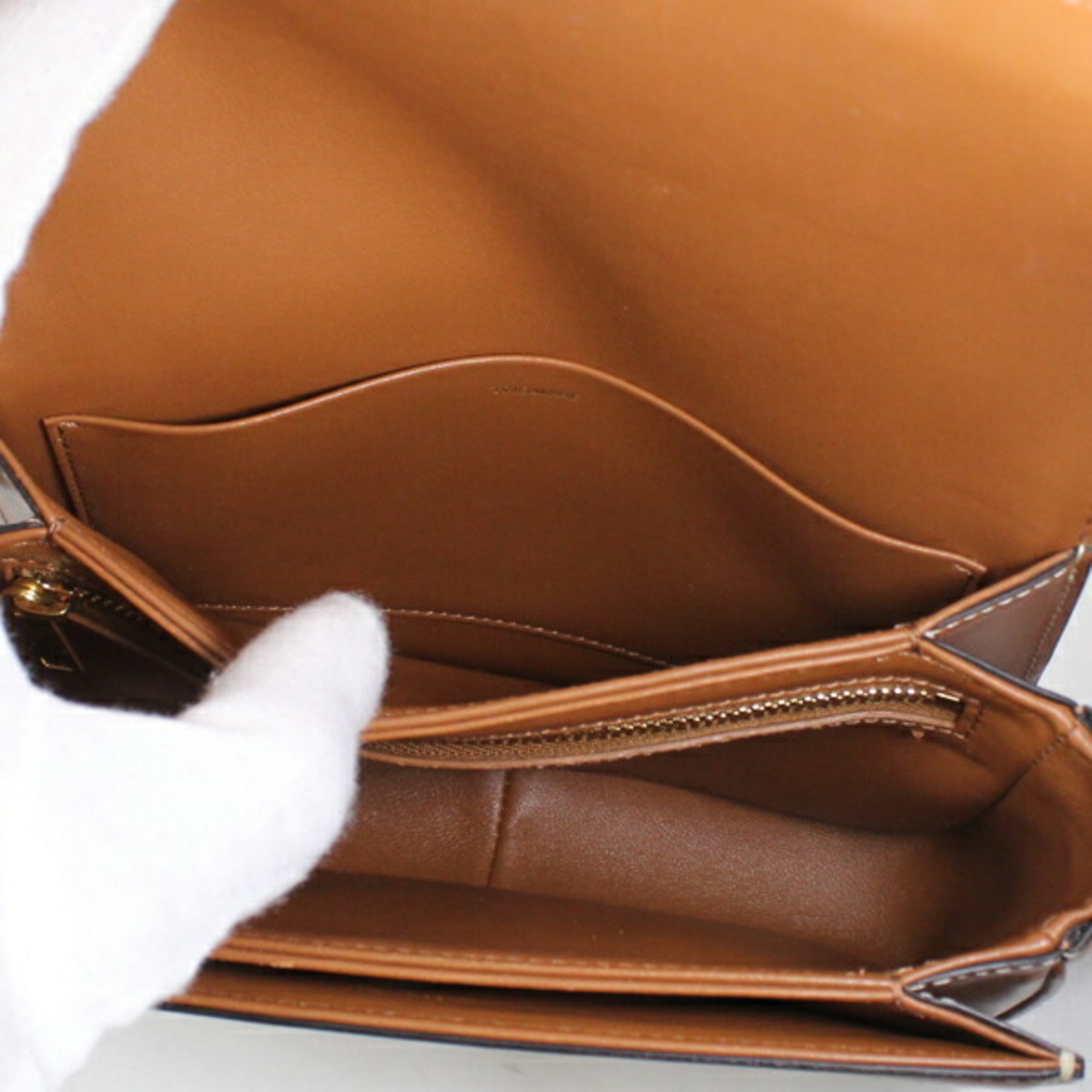 Celine Brown White Canvas Leather Shoulder Bag