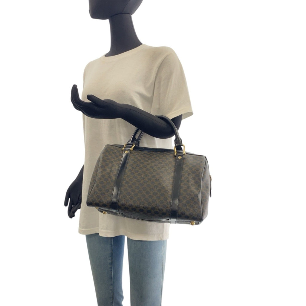 Celine Black Brown Pvc Boston Bag Handbag
