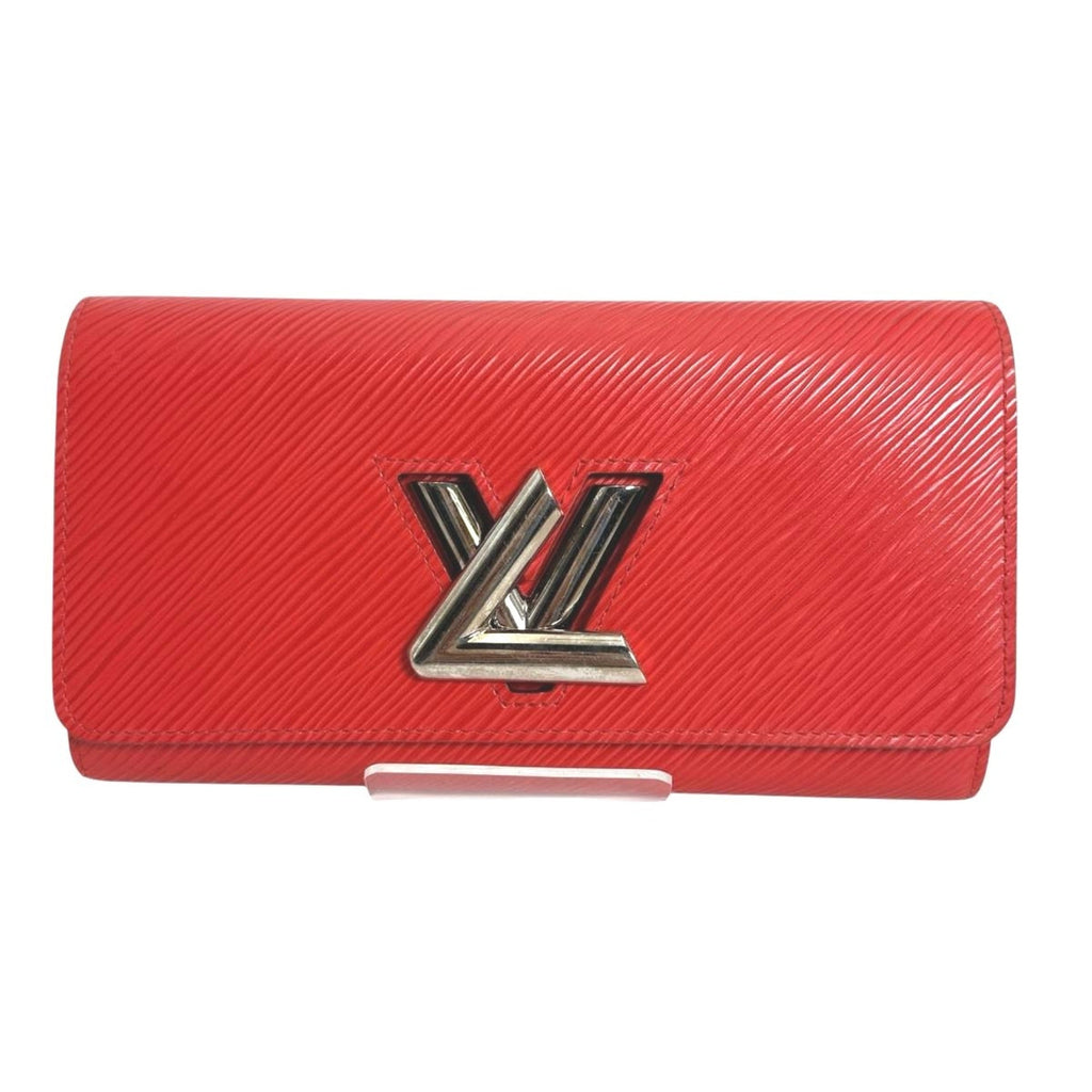 Louis Vuitton Coquelicots Red Color Epi Leather Long Wallet (Tri-Fold)