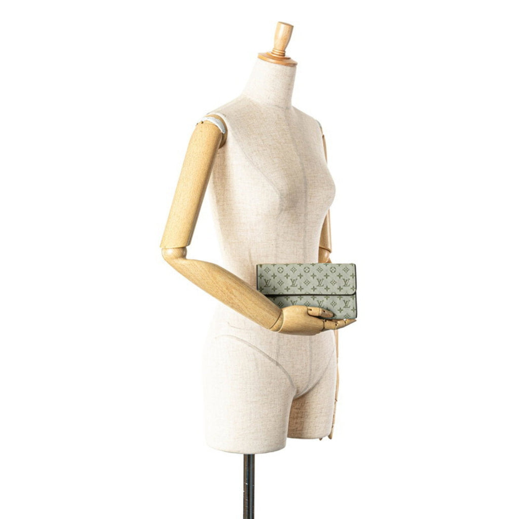 Louis Vuitton Brown Green Canvas Leather Long Wallet