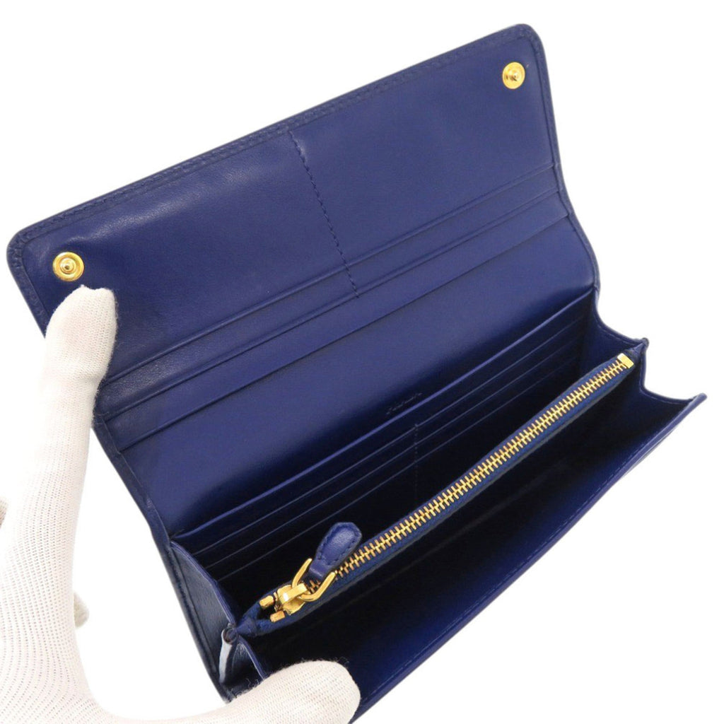 Prada Blue Nylon Leather Long Wallet (Bi-Fold)