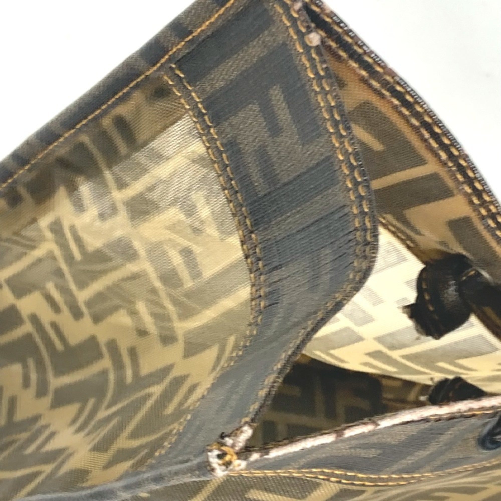 Fendi Brown Leather Beach Bag Pouch Shoulder Bag Tote Bag