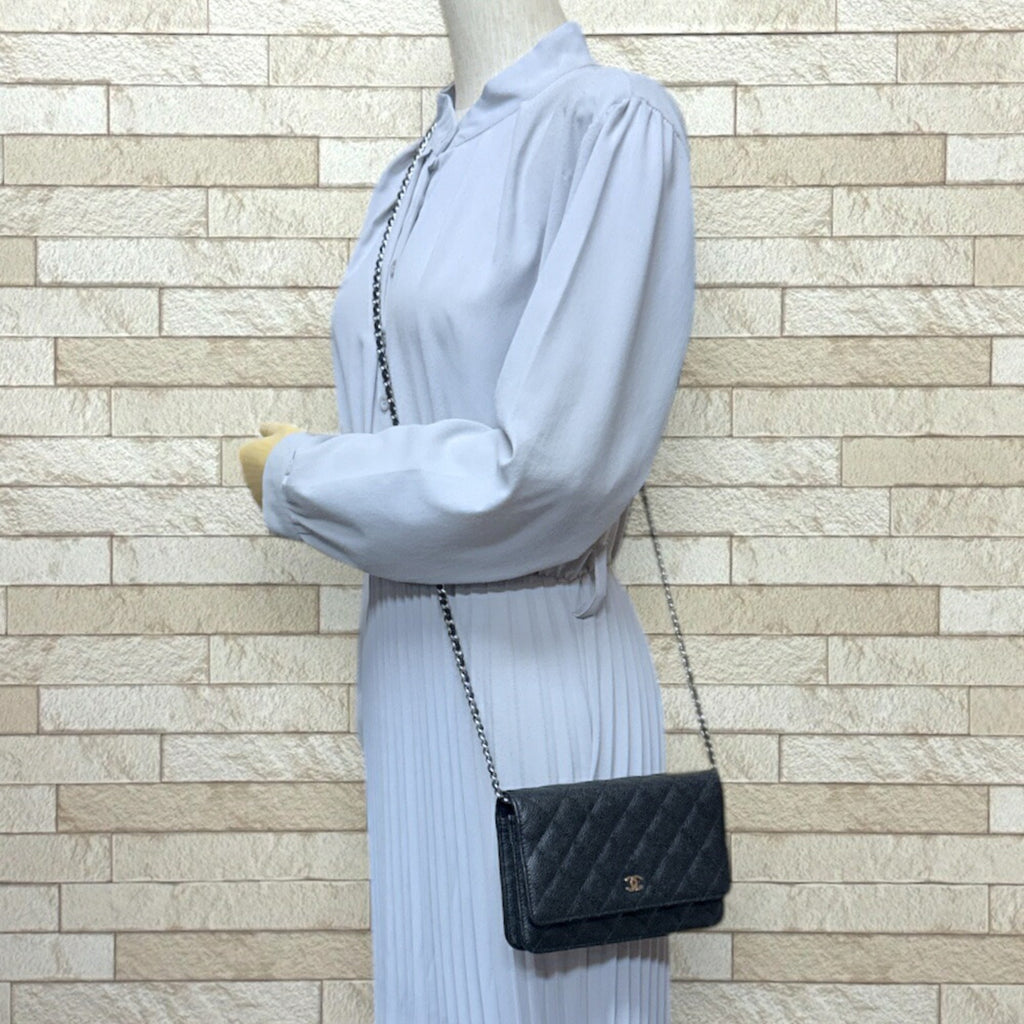 Chanel Black Grained Calfskin Shoulder Bag