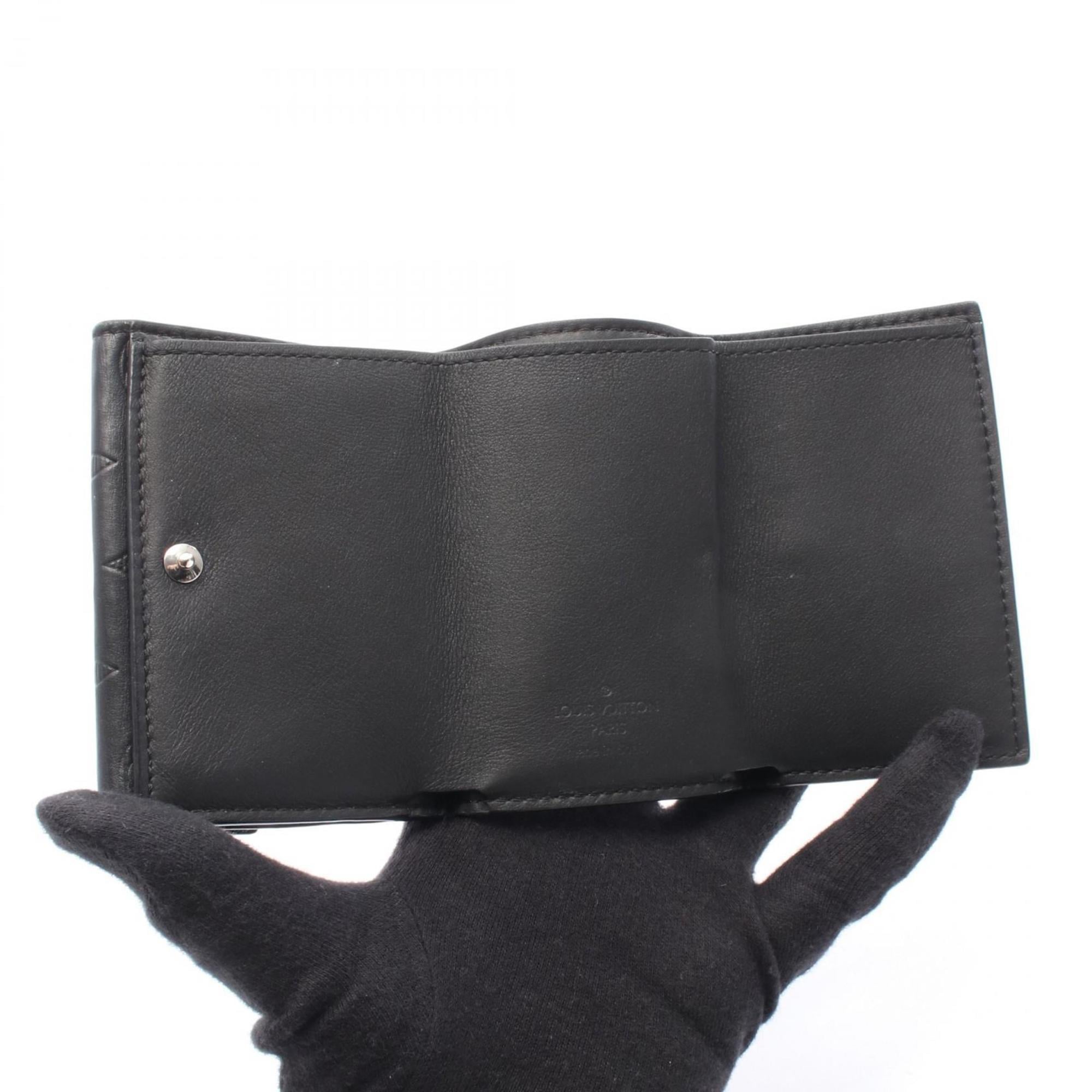 Louis Vuitton Black Noir Monogram Shadow Wallet (Tri-Fold)