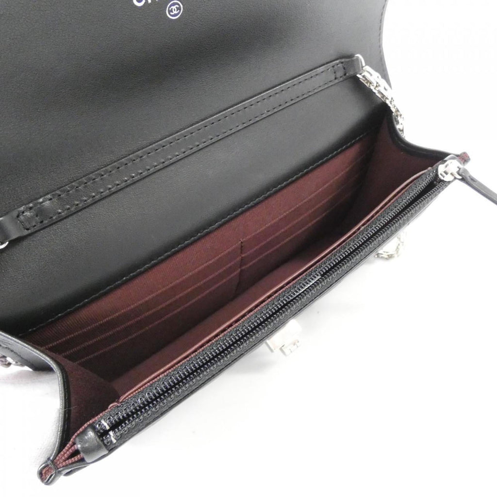 Chanel Black Leather Chain/Shoulder Wallet