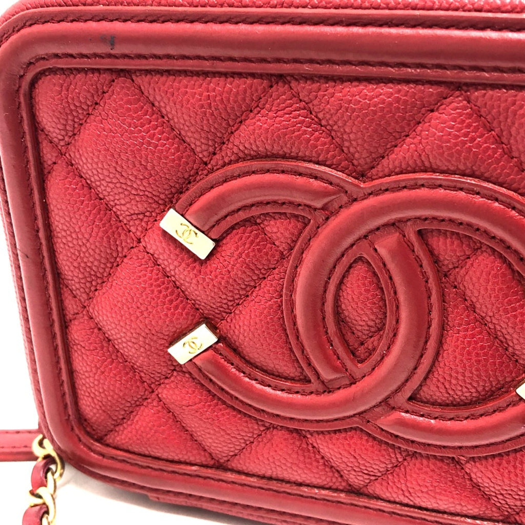 Chanel Red Leather Shoulder Bag