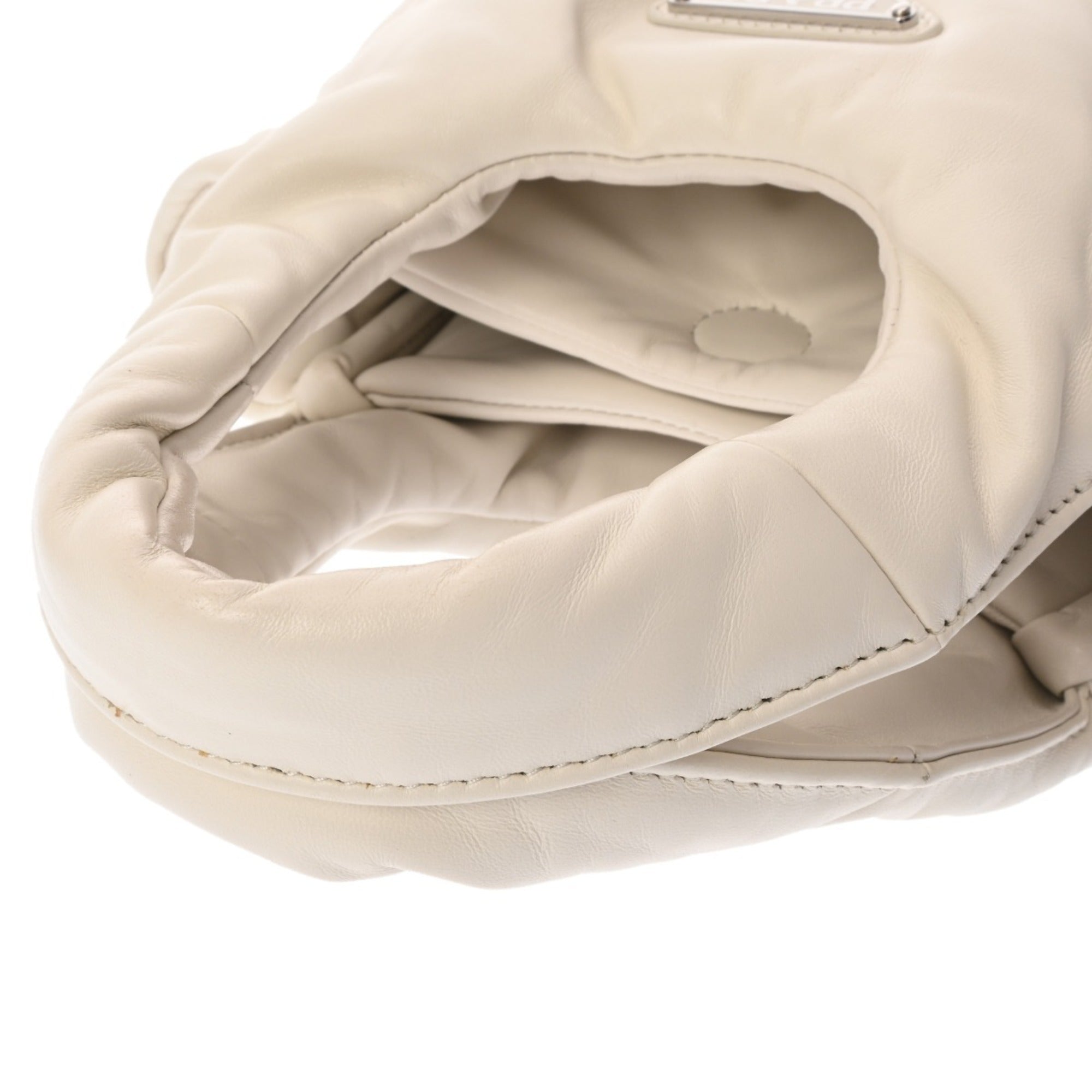 Prada White Leather Handbag Tote Bag