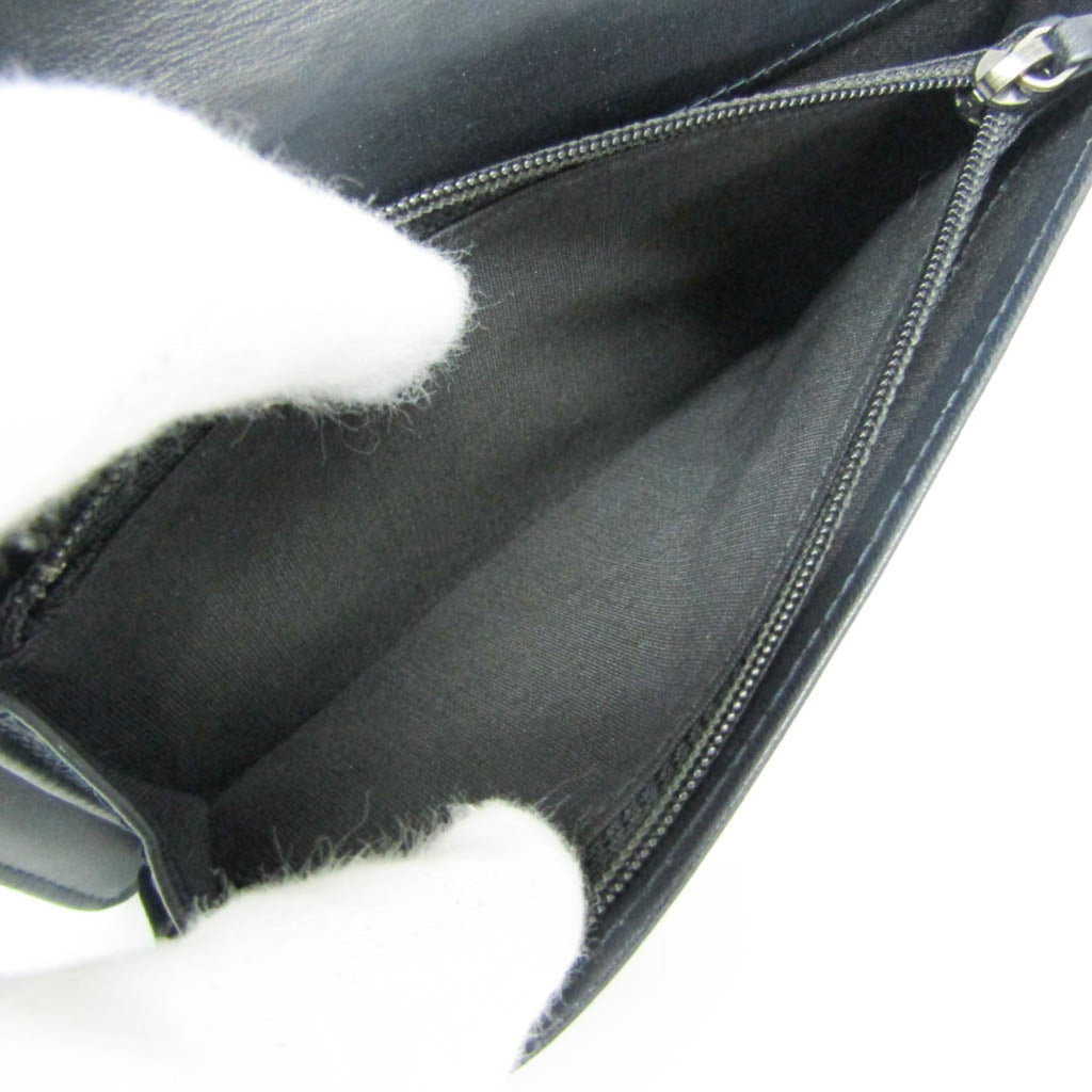 Chanel Boy Chanel Dark Navy Leather Long Wallet (Bi-Fold)