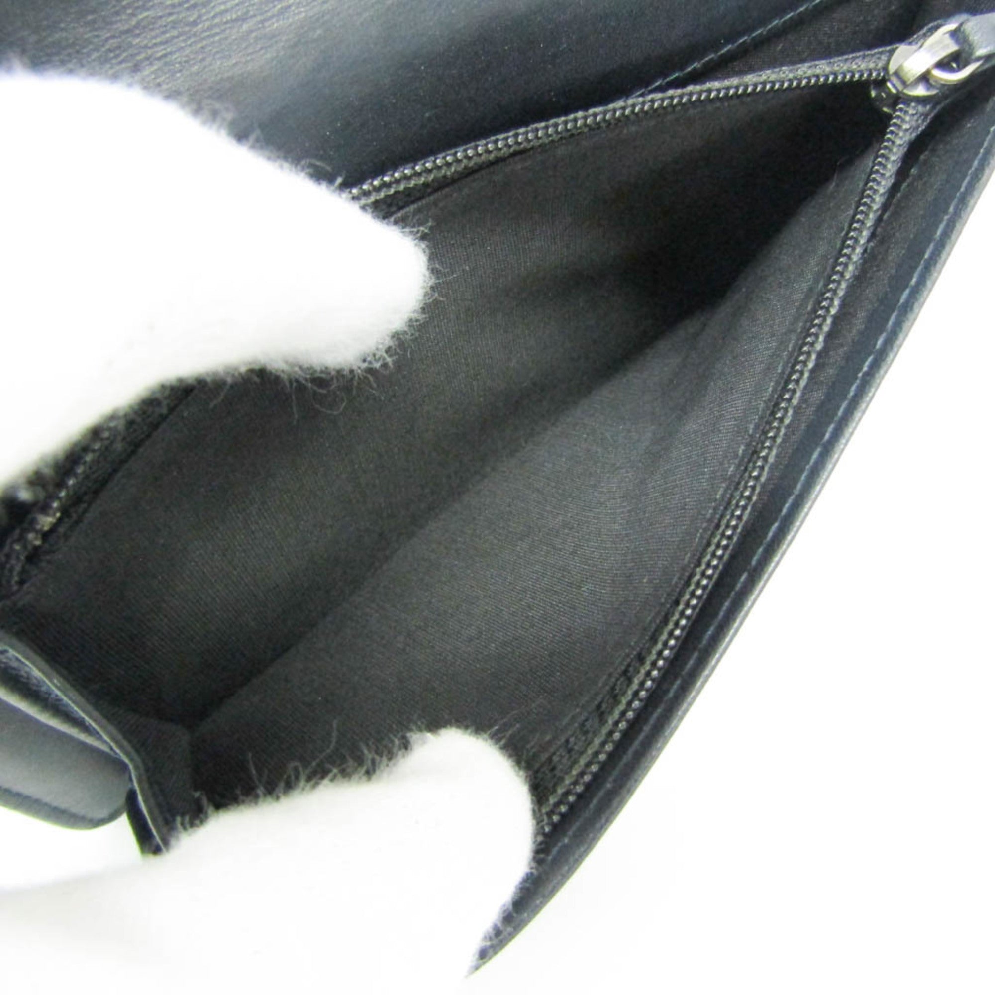 Chanel Boy Chanel Dark Navy Leather Long Wallet (Bi-Fold)