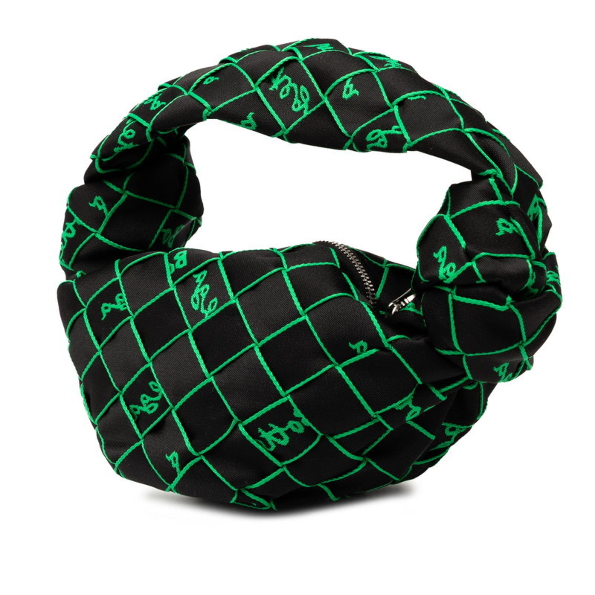 Bottega Veneta Black Green Polyester Handbag Shoulder Bag