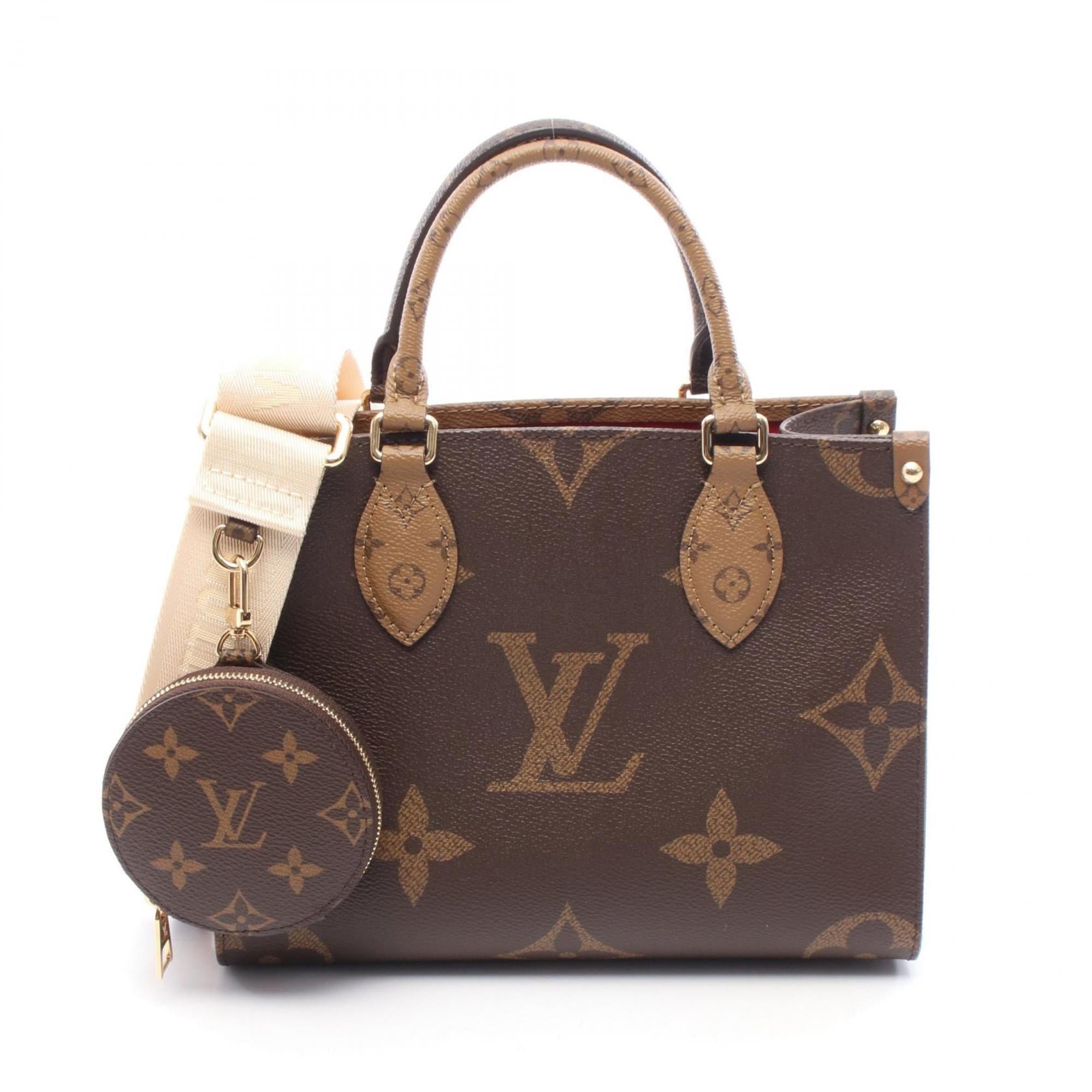 Louis Vuitton Beige Brown Coated Canvas Handbag