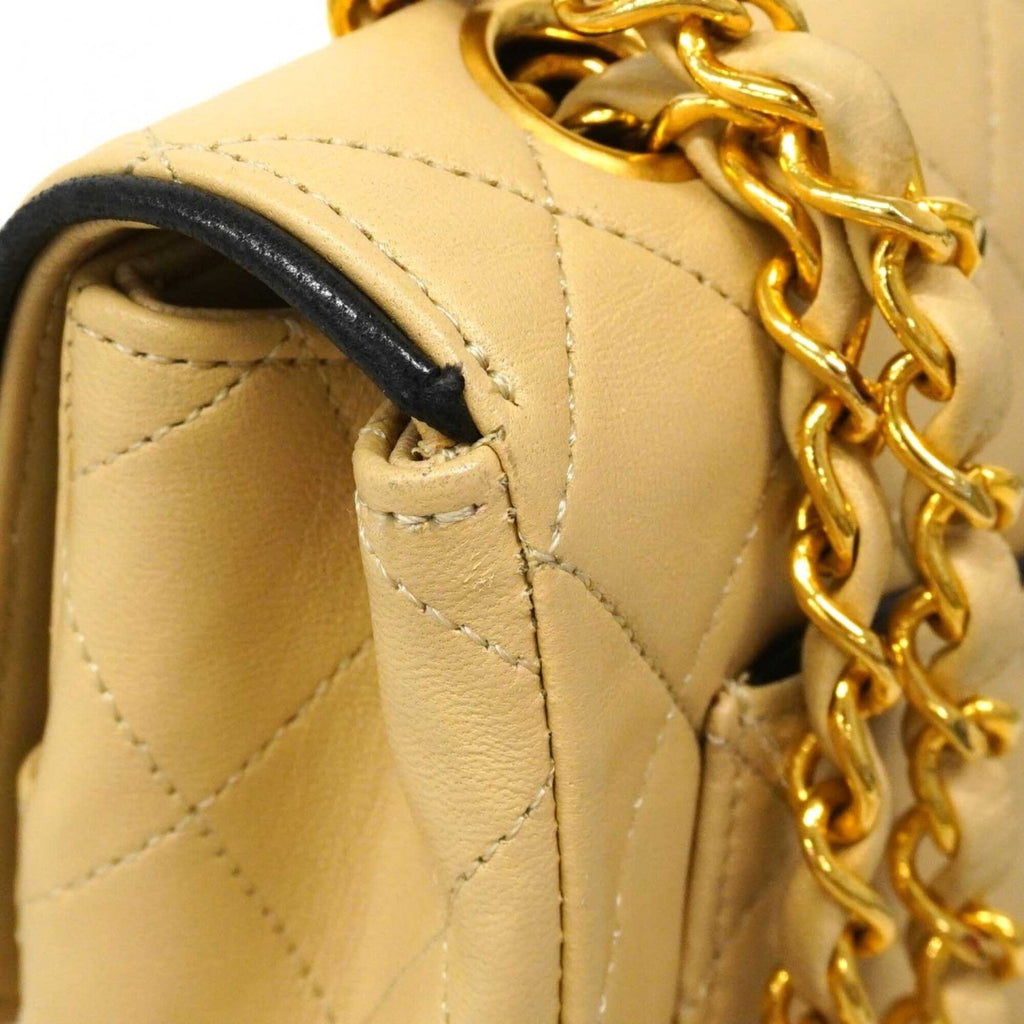 Chanel Beige Black Leather Shoulder Bag