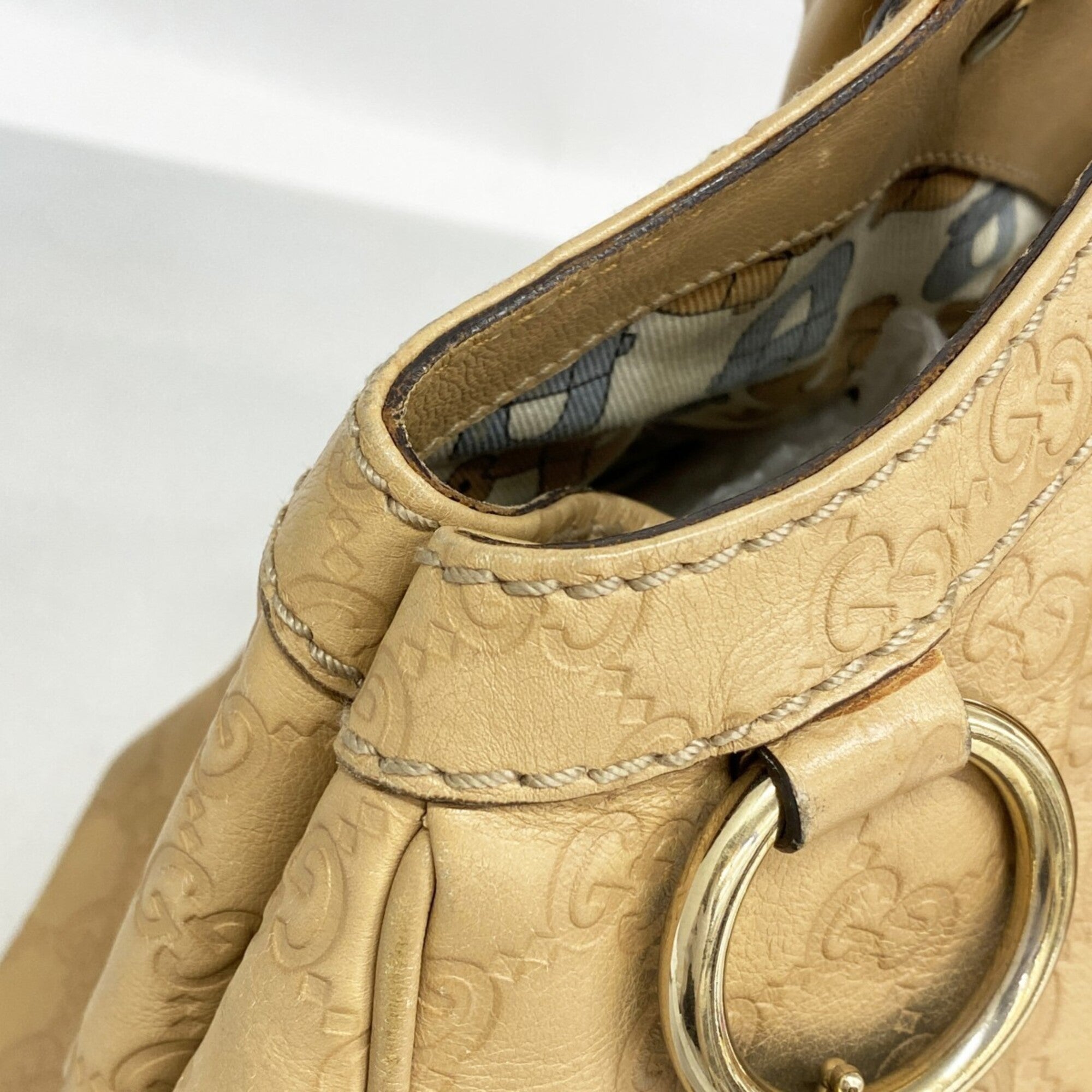 Gucci Beige Leather Tote Bag (Pre-Owned)