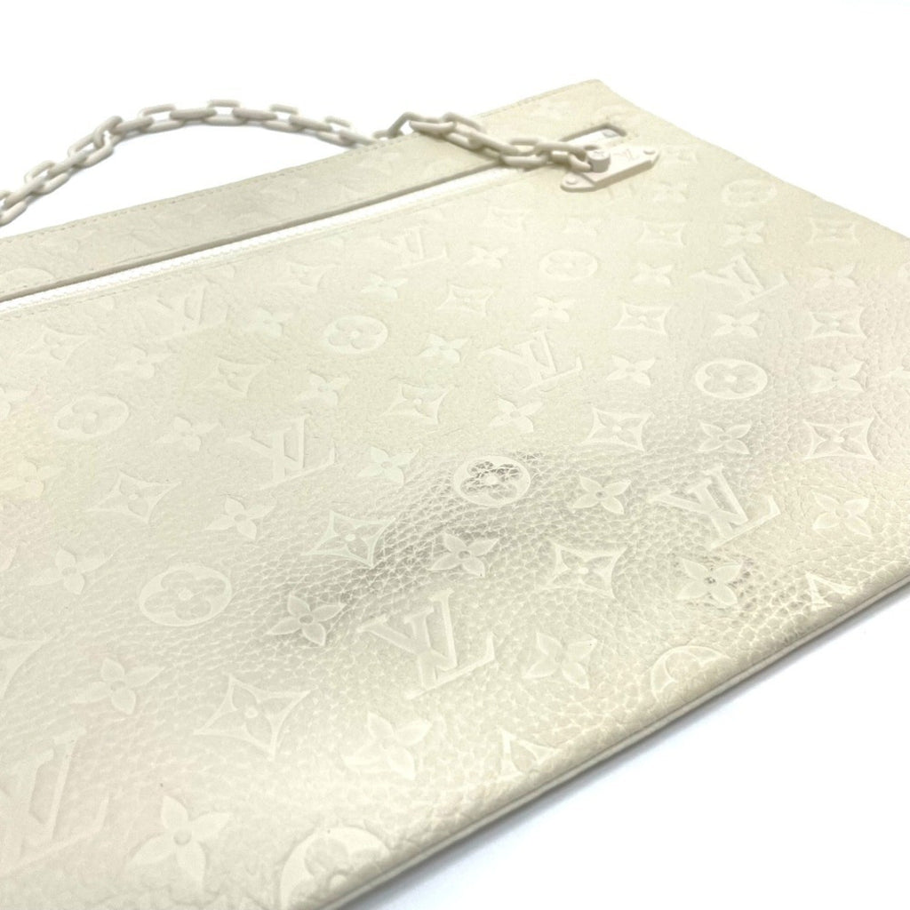 Louis Vuitton Blanc White Leather Clutch Bag Pochette