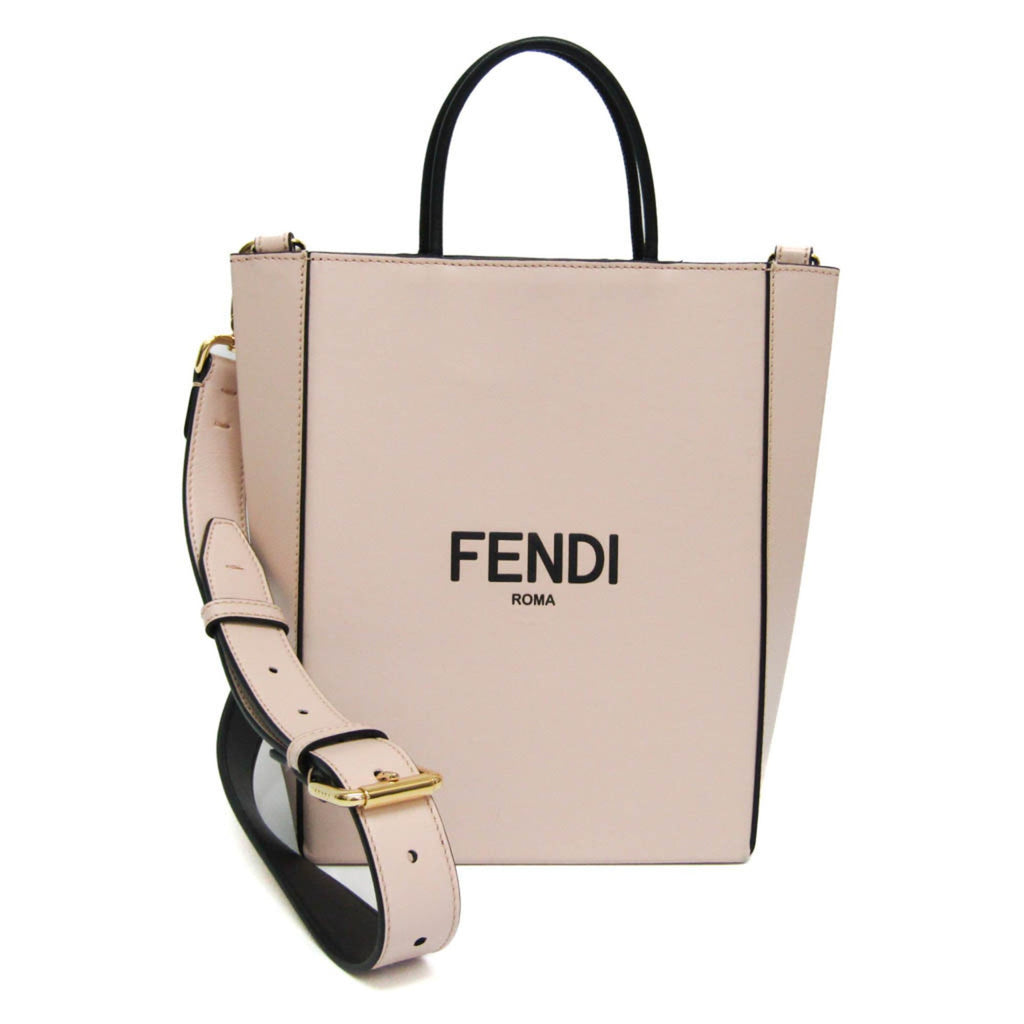 Fendi Black Light Beige Light Pink Leather Handbag Shoulder Bag