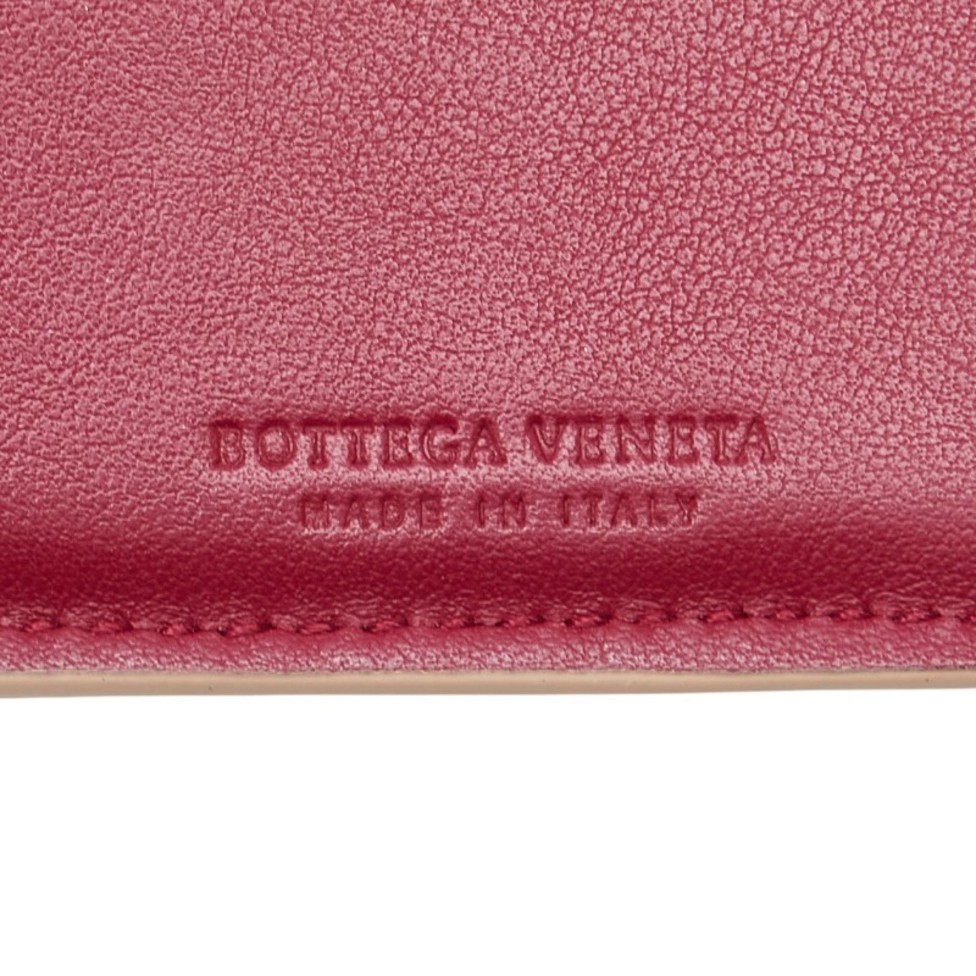 Bottega Veneta Beige Pink Leather Wallet (Tri-Fold)