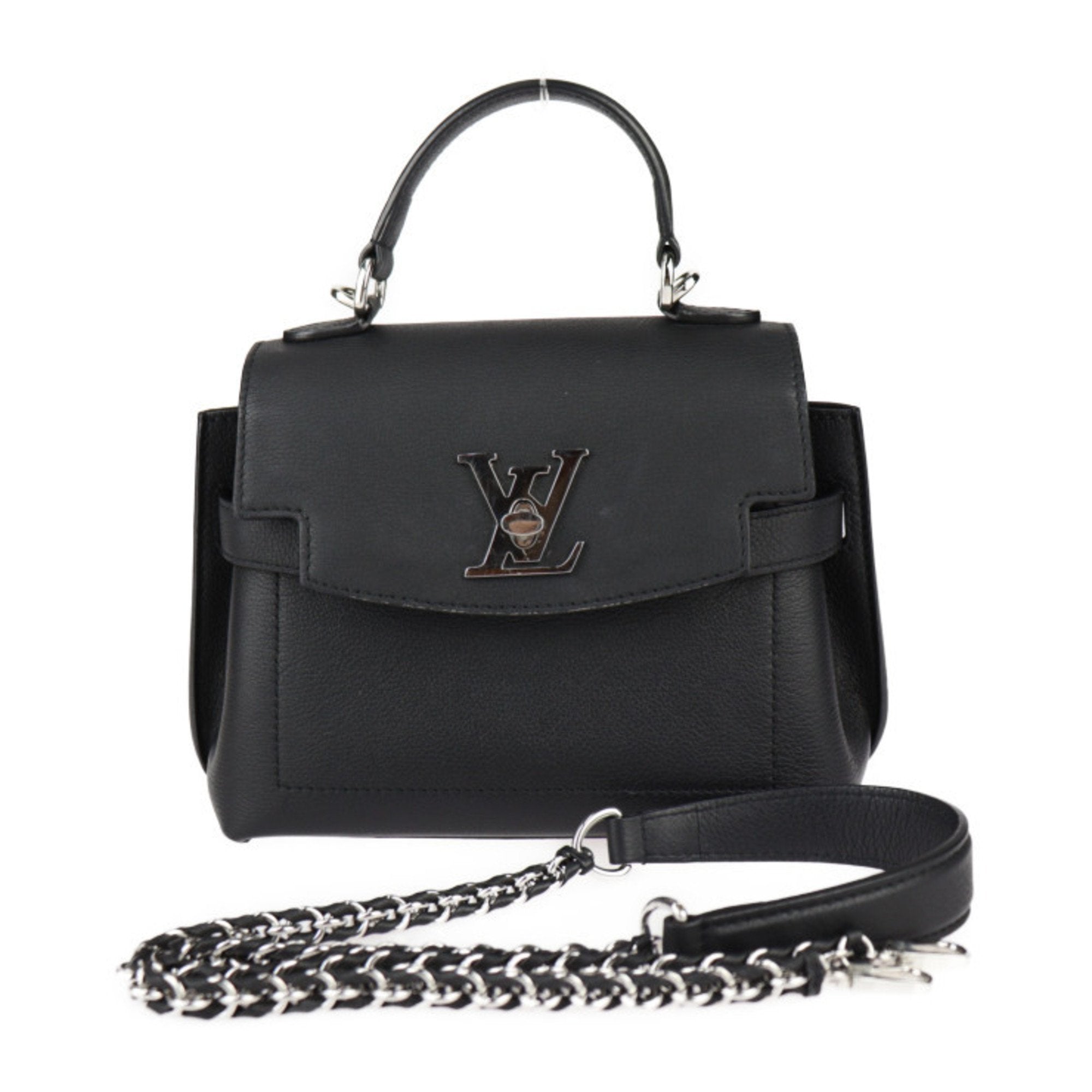 Louis Vuitton Black Leather Handbag Shoulder Bag