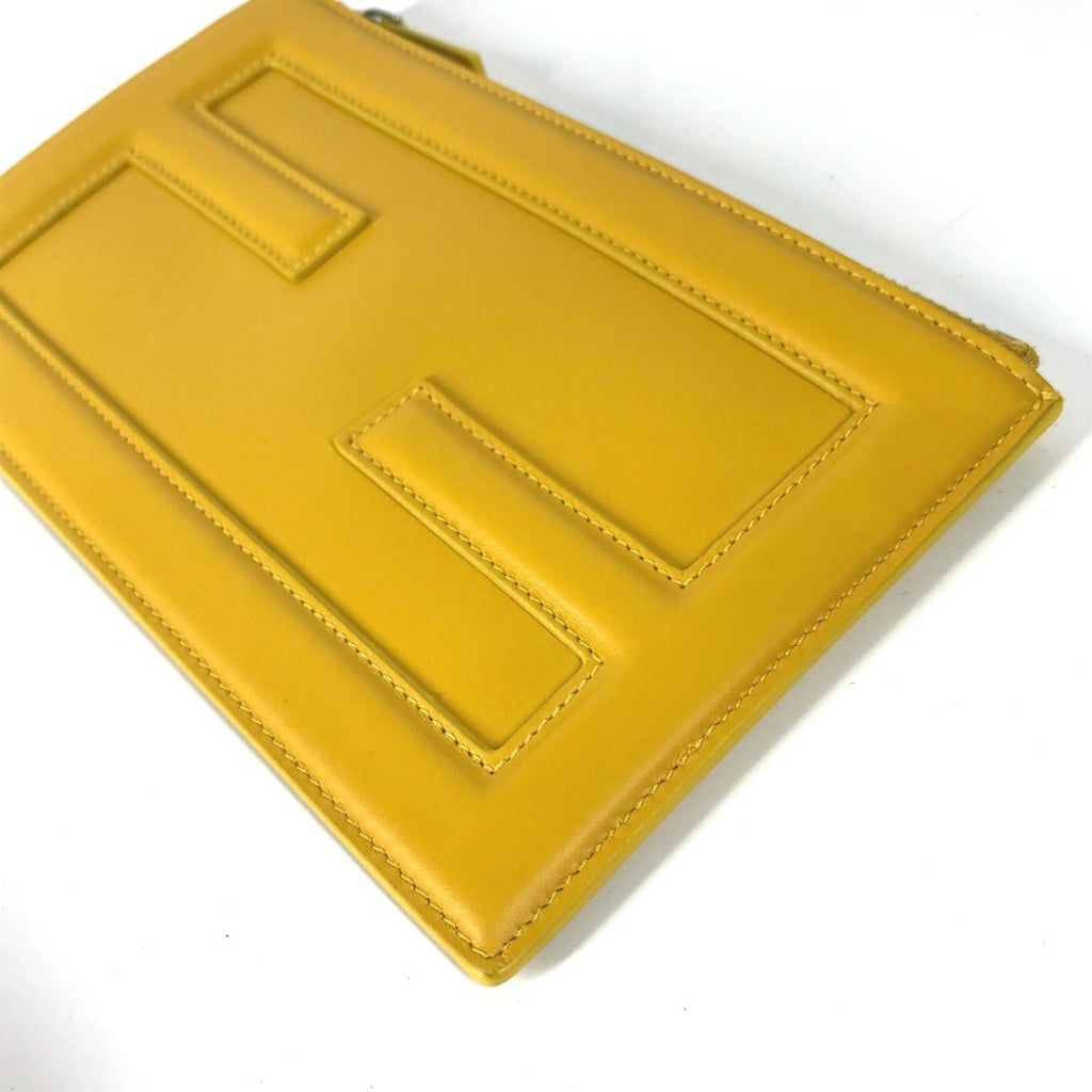 Fendi Yellow Leather Clutch Bag Pouch