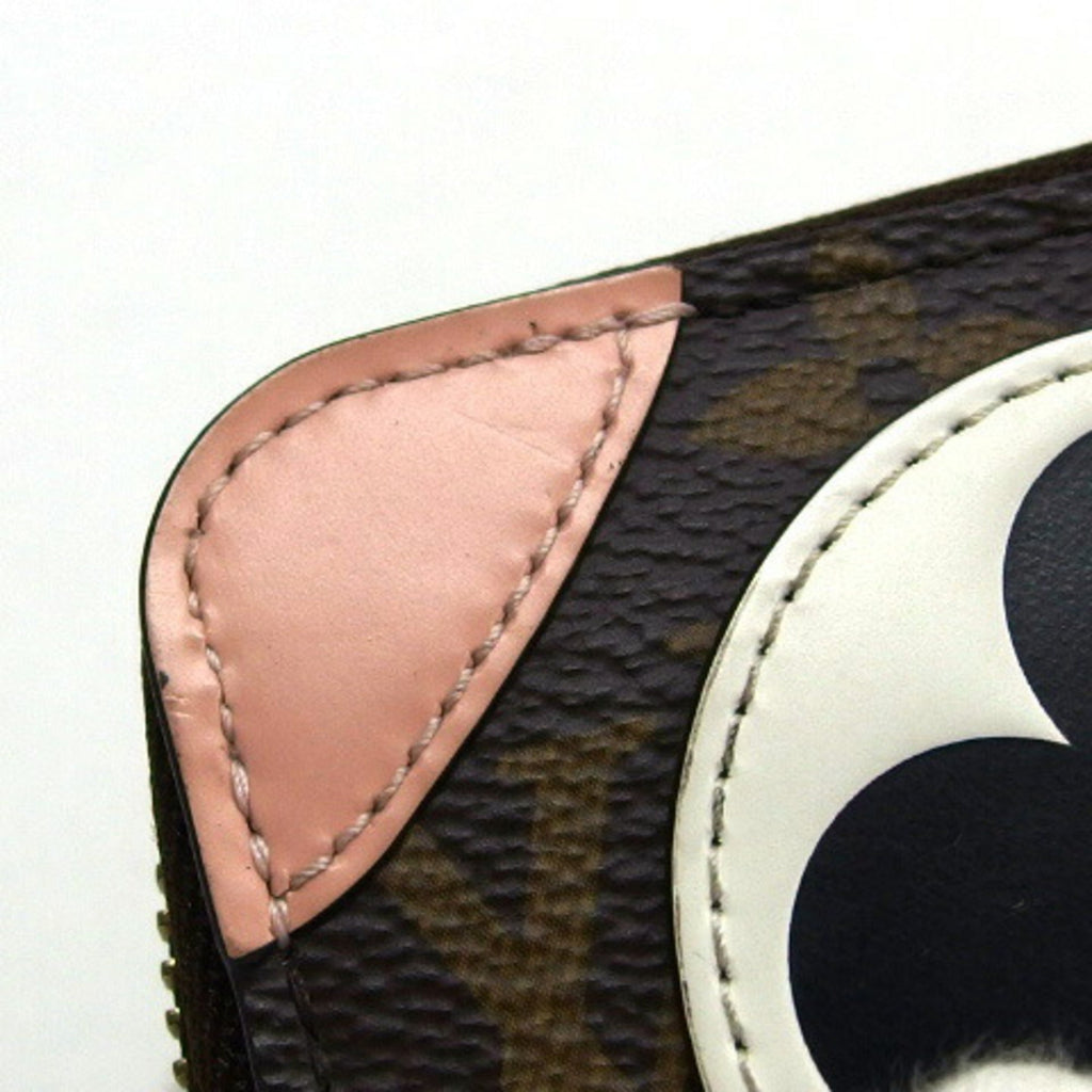 Louis Vuitton Black Rose Ballerine White Monogram Canvas Leather Metal Long Wallet