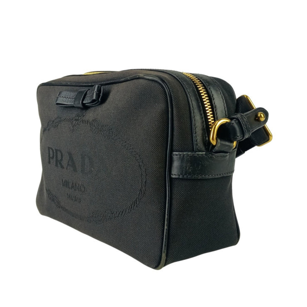 Prada Black Canvas Leather Shoulder Bag