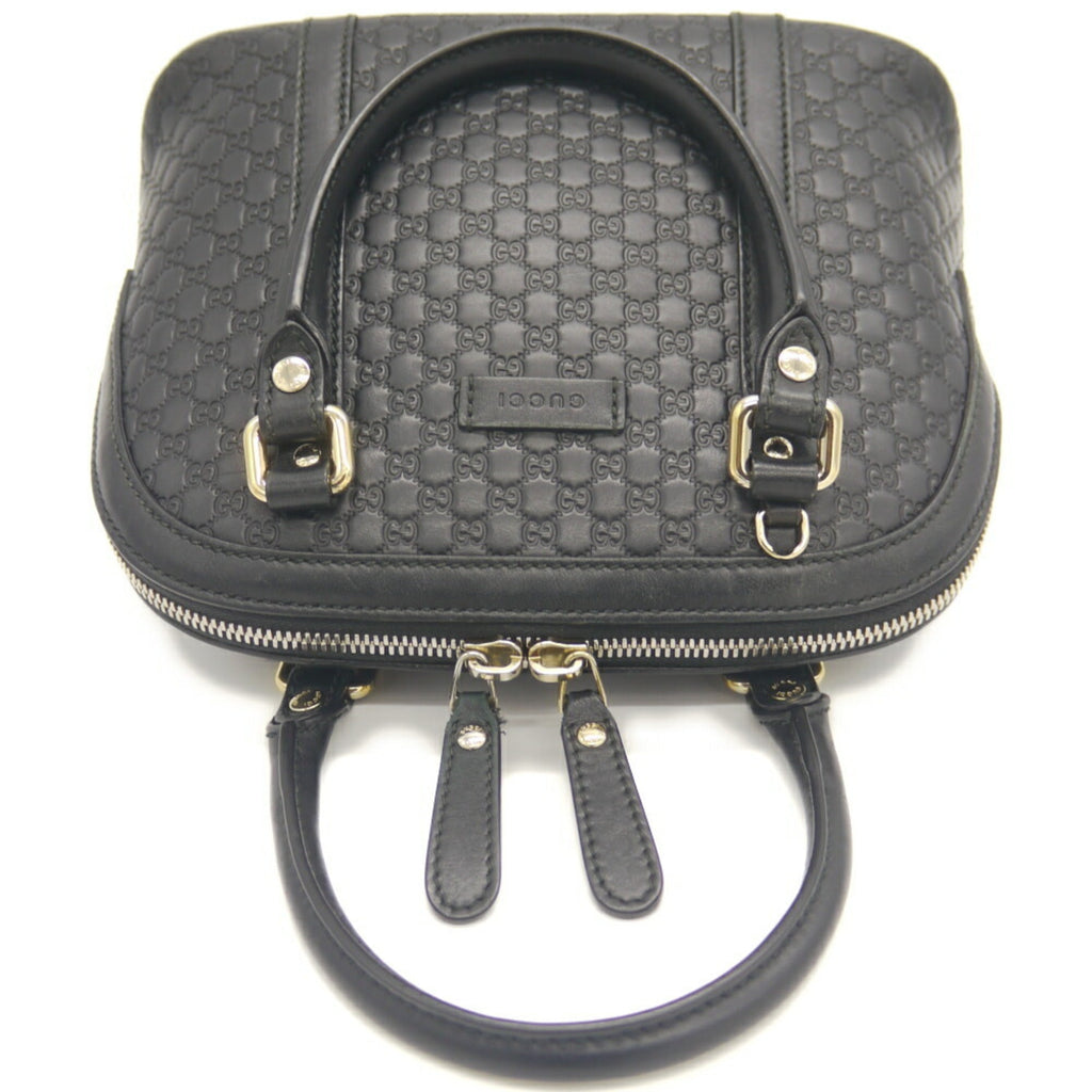 Gucci Black Micro Gg Leather Handbag Shoulder Bag (Pre-Owned)