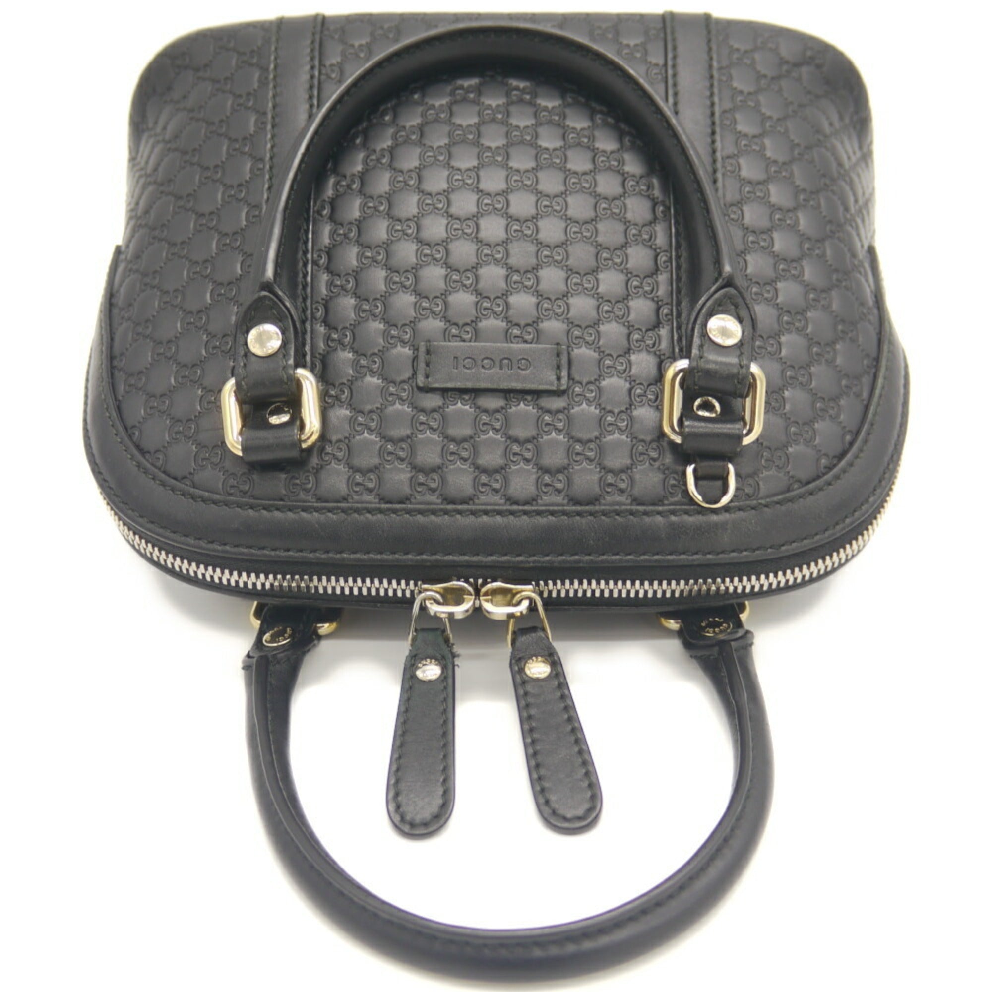 Gucci Black Micro Gg Leather Handbag Shoulder Bag (Pre-Owned)