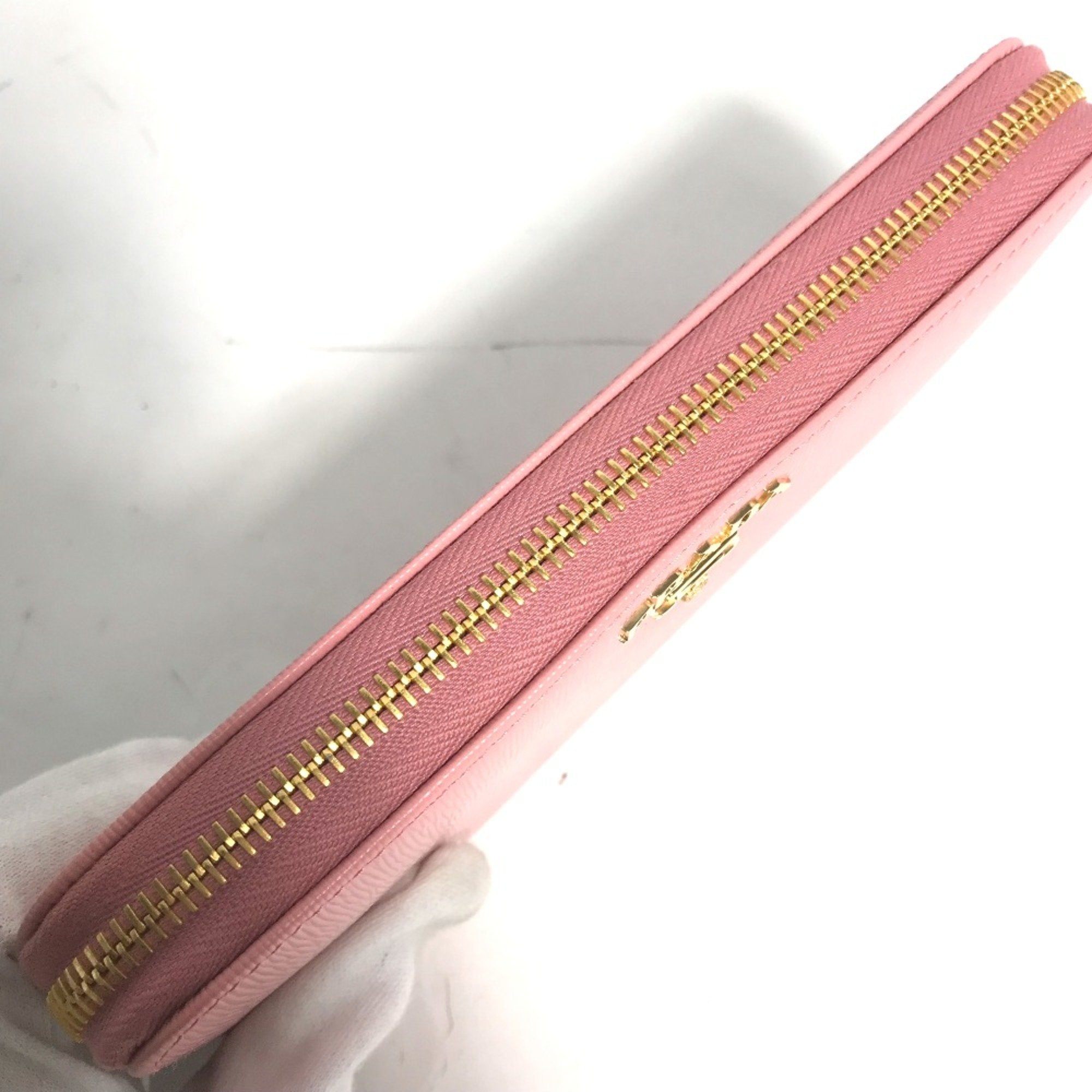Prada Pink Leather Long Wallet (Bi-Fold)