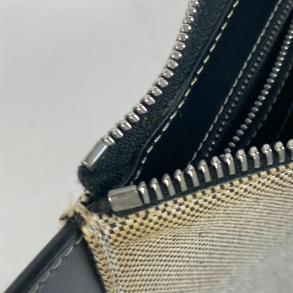 Burberry Black Gray Canvas Leather Clutch Bag Handbag