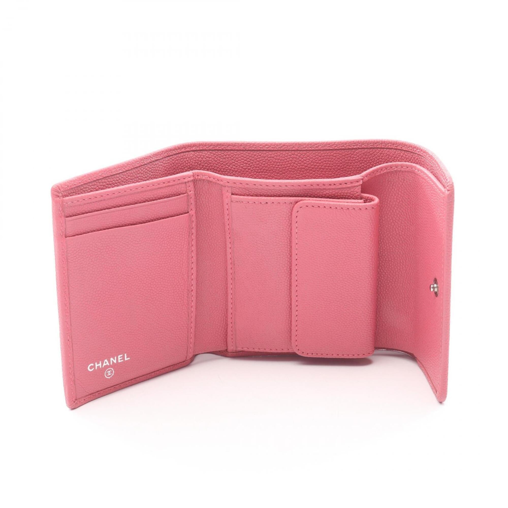 Chanel Pink Grained Calfskin Wallet (Tri-Fold)