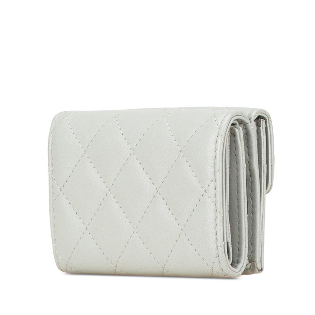 Chanel Gray Leather Wallet (Tri-Fold)