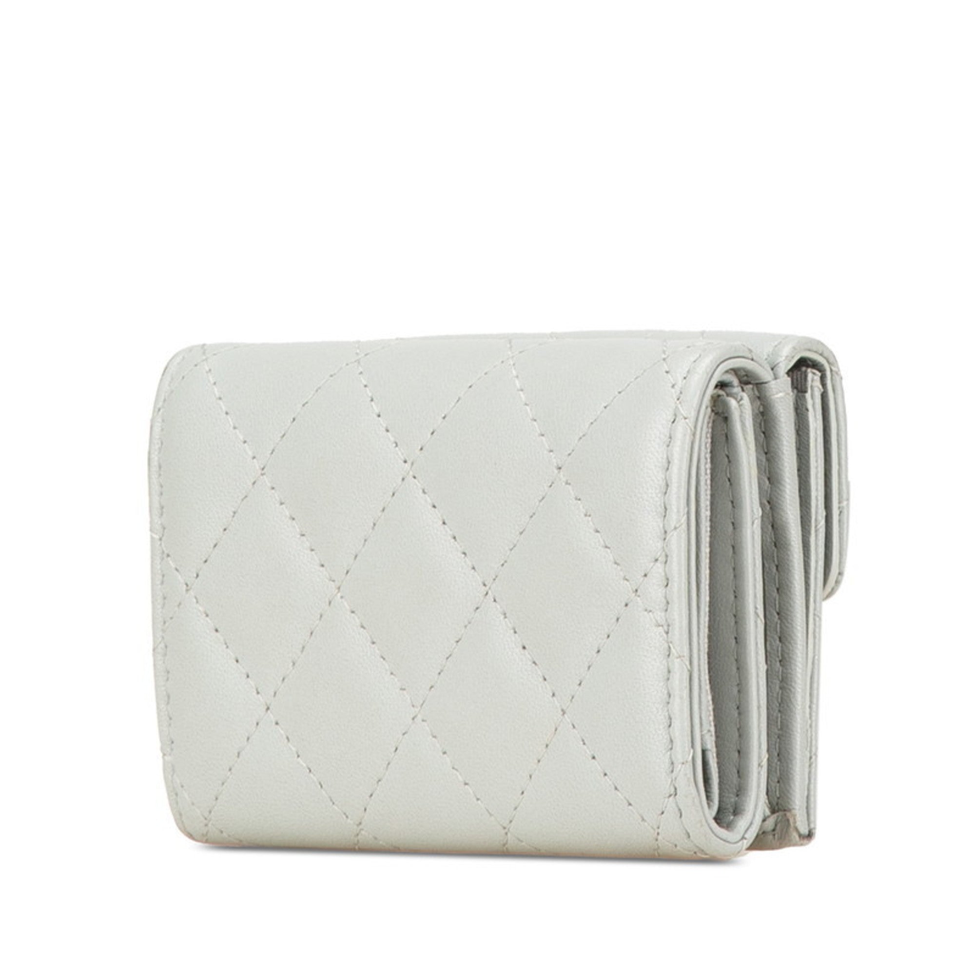 Chanel Gray Leather Wallet (Tri-Fold)