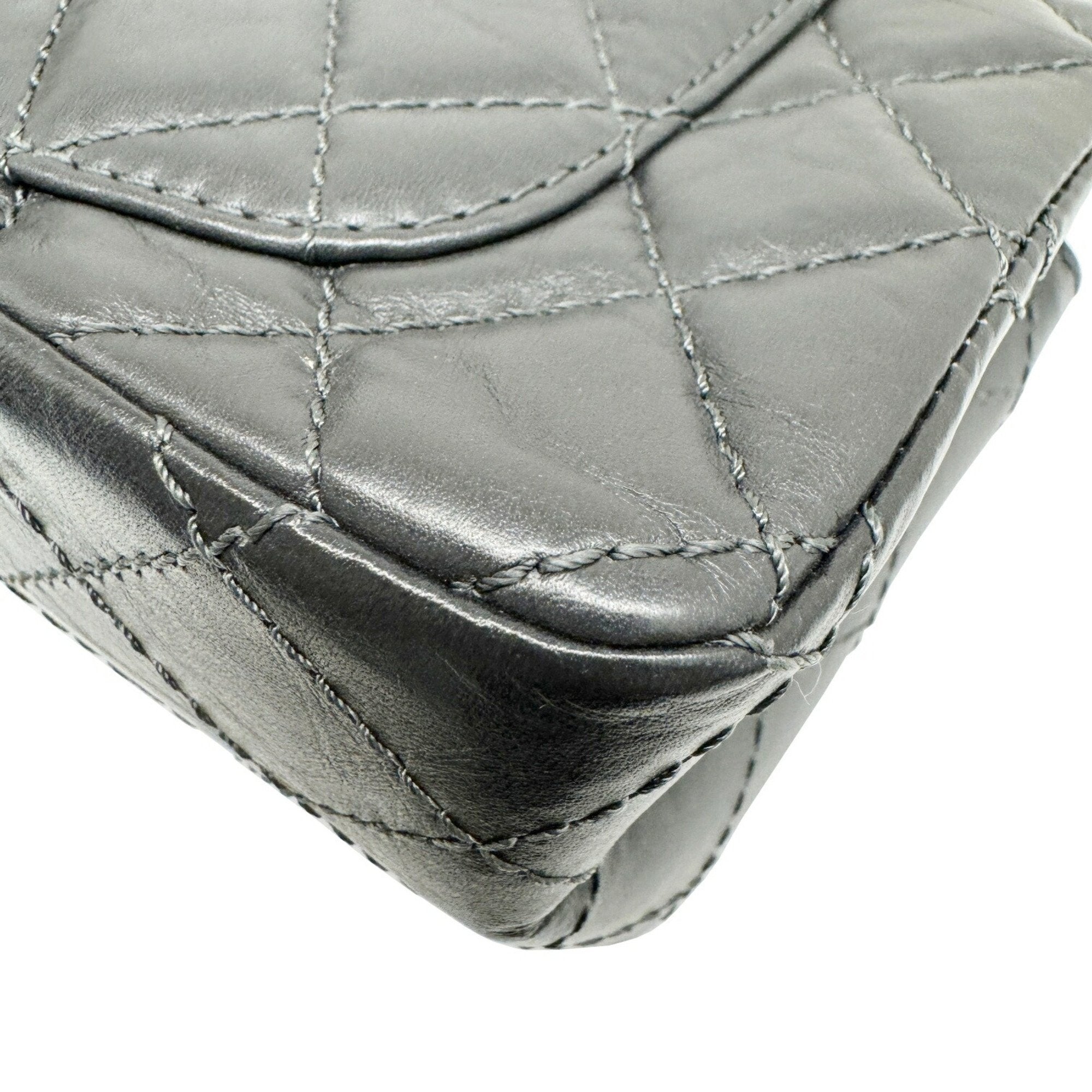 Chanel Dark Gray Leather Shoulder Bag