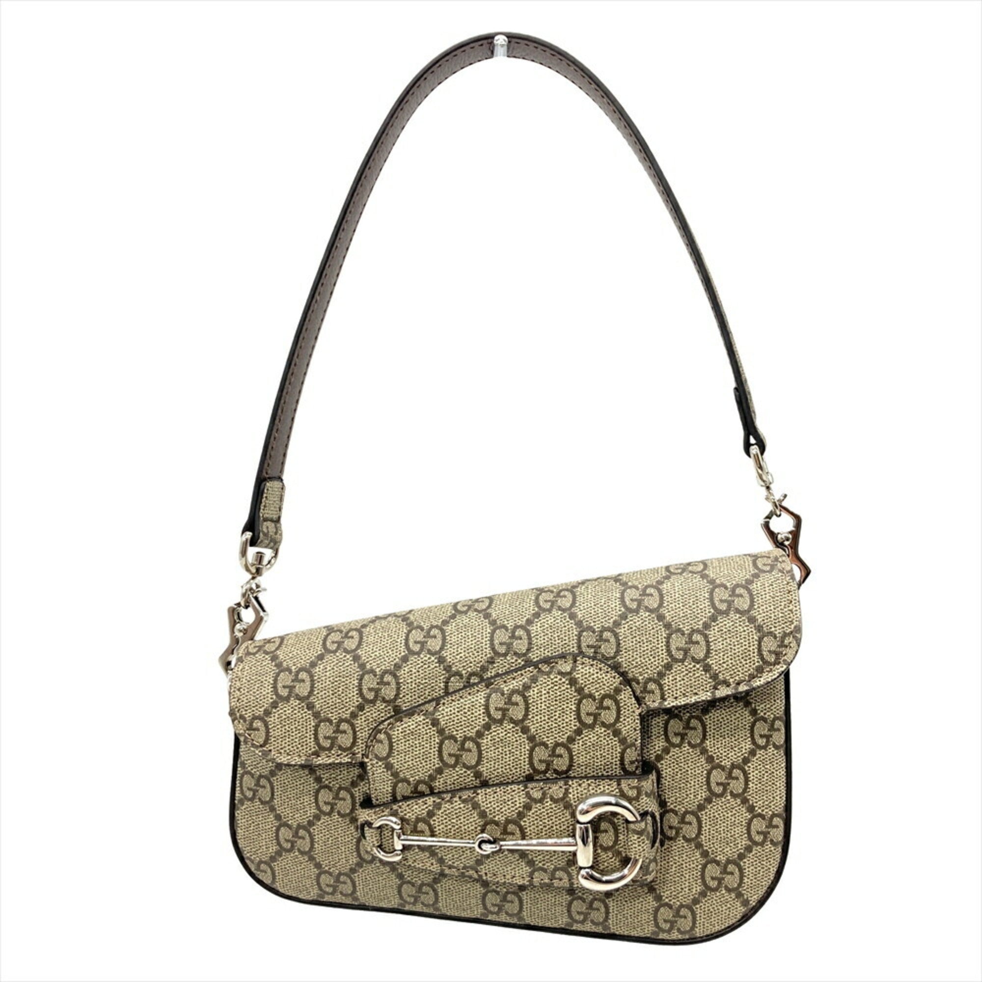 Gucci Horsebit Beige Gg Supreme Shoulder Bag (Pre-Owned)