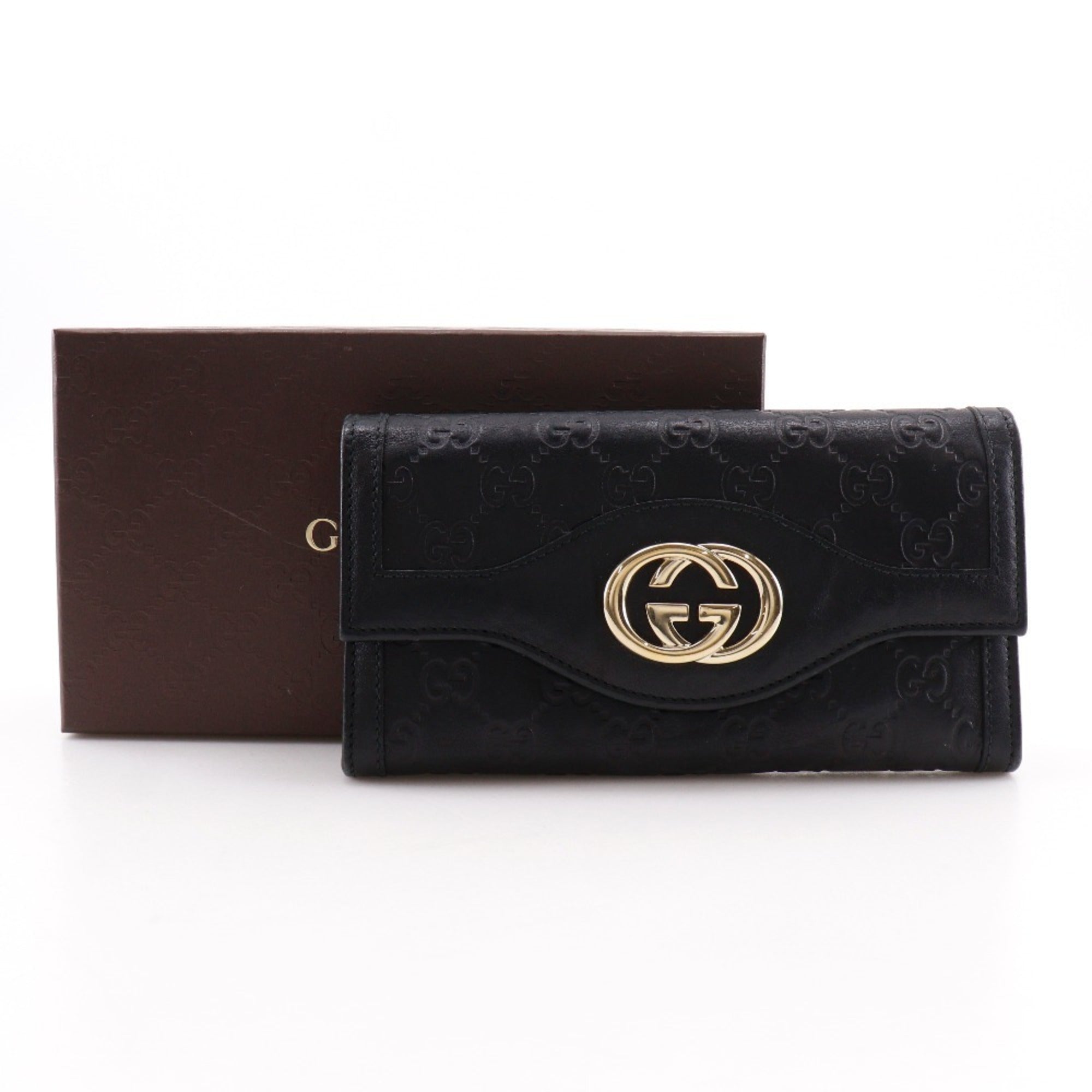 Gucci Black Leather Long Wallet (Bi-Fold) (Pre-Owned)