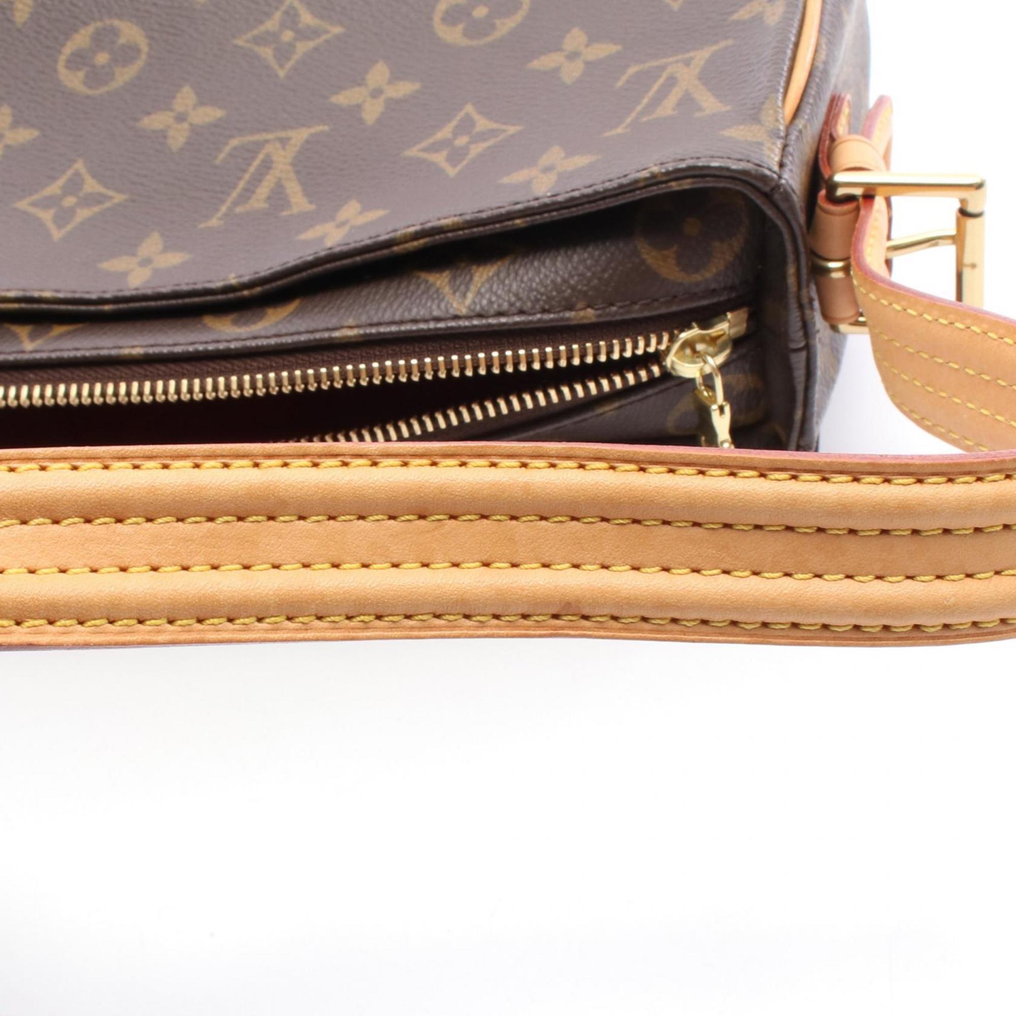 Louis Vuitton Brown Coated Canvas Leather Shoulder Bag