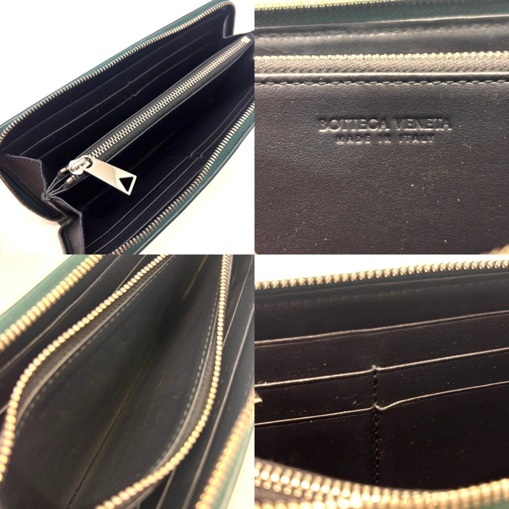 Bottega Veneta Green Leather Long Wallet (Bi-Fold)